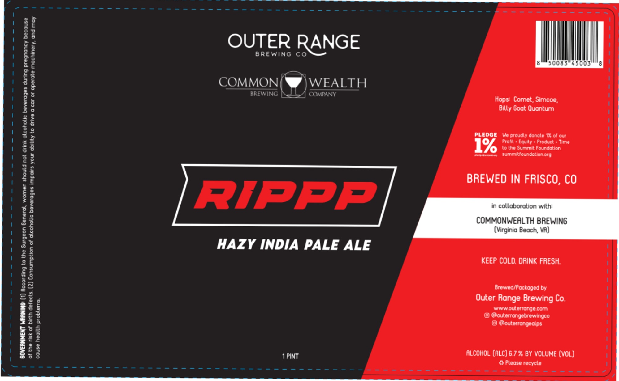 Rippp by Outer Range Brewing Co. - beer label