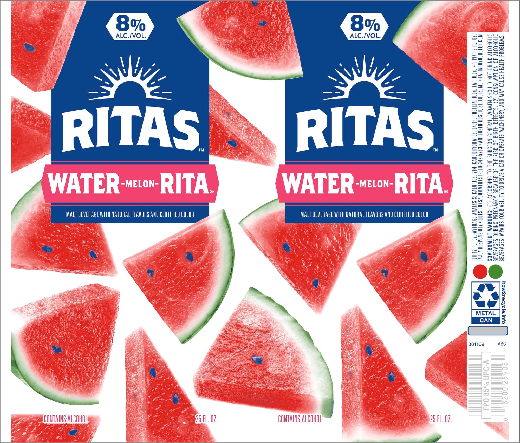 Ritas Watermelon-Rita by Anheuser-Busch - beer label