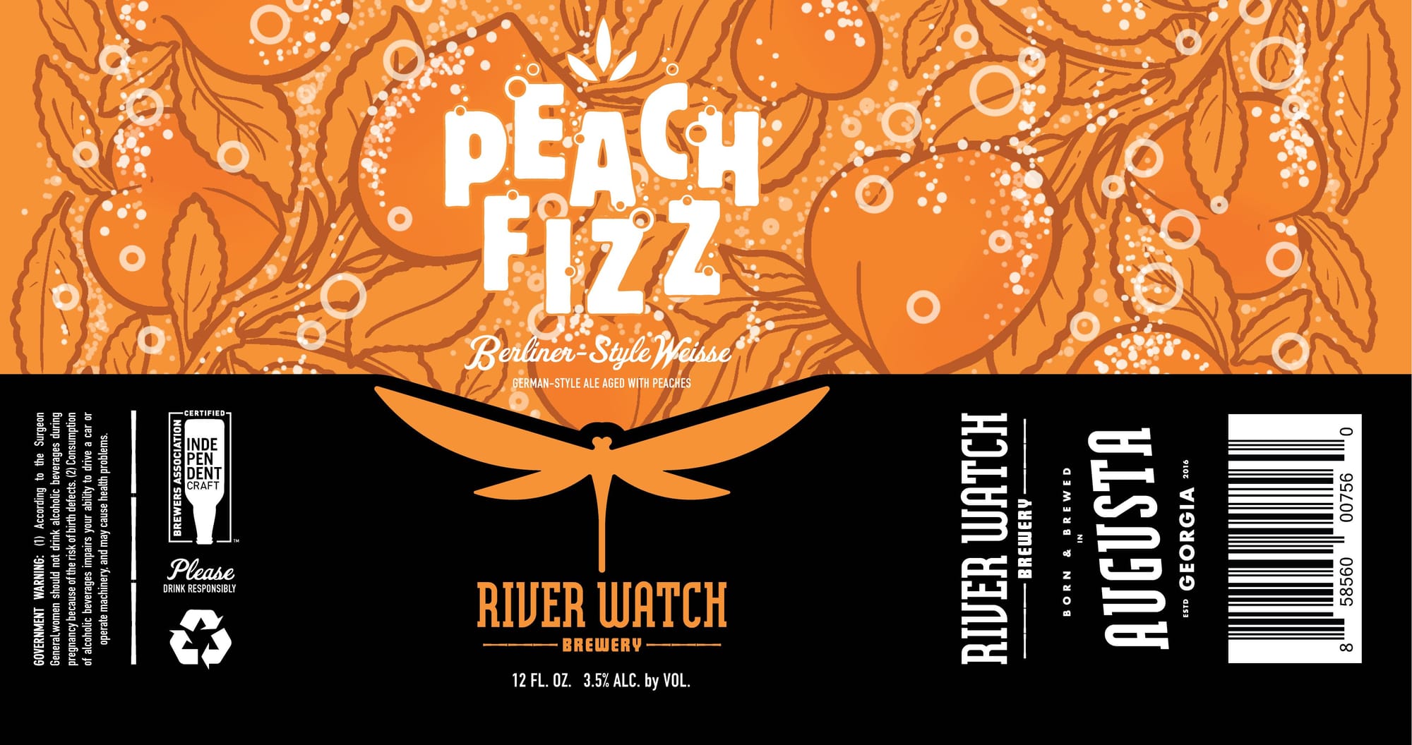 Peach Fizz by River Watch Brewery - beer label