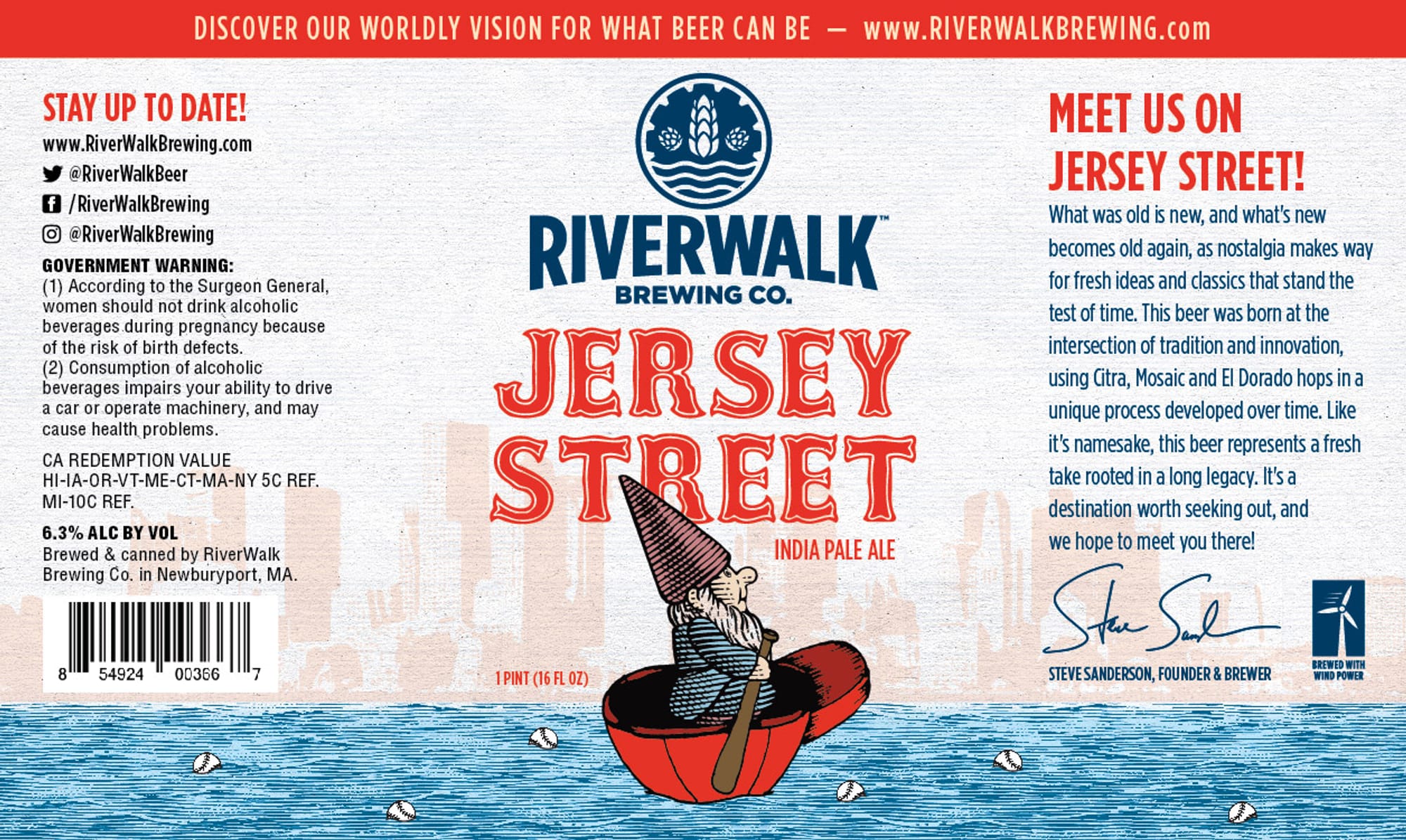 Jersey Street by RiverWalk Brewing Co. - beer label