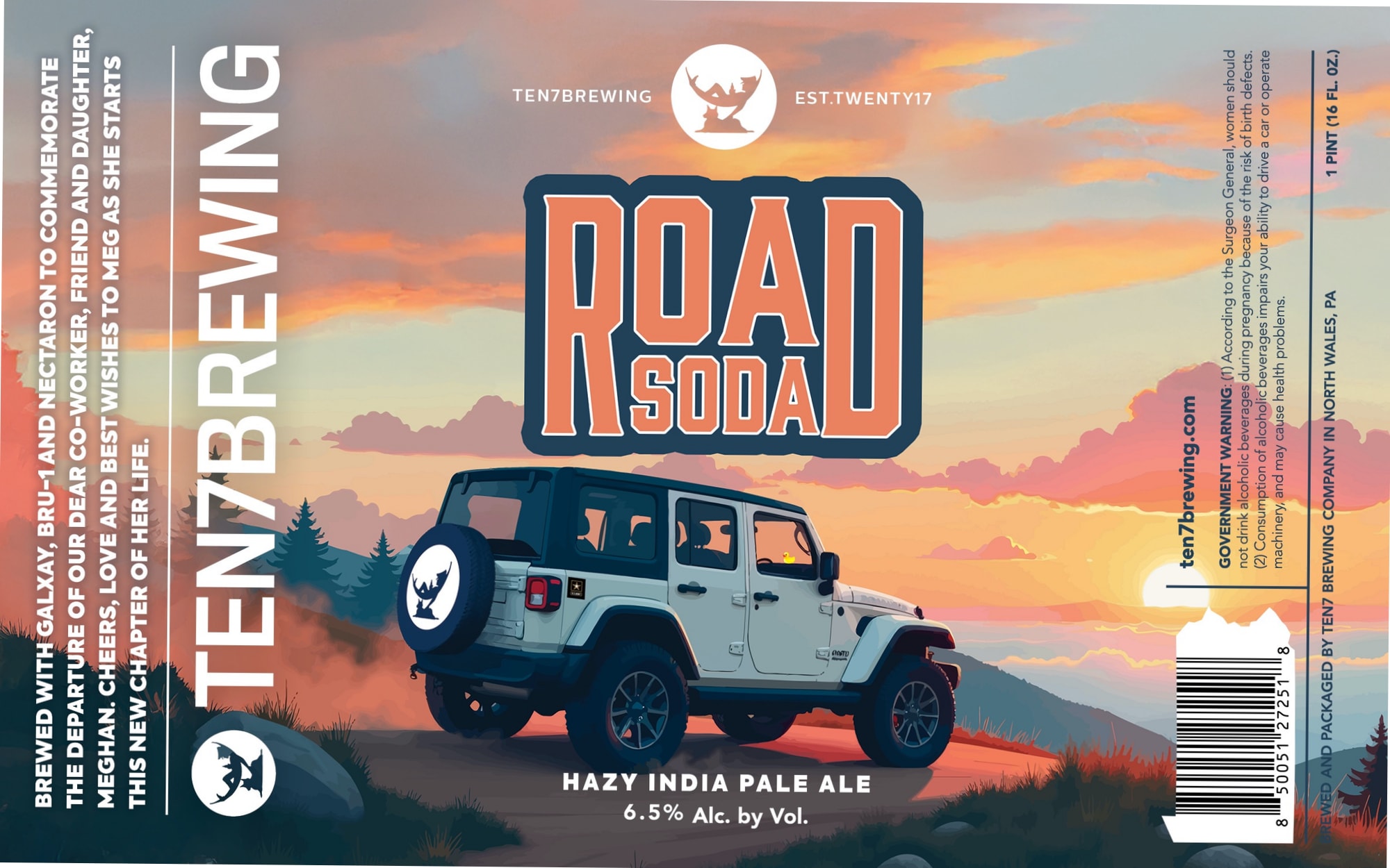 Road Soda by Ten7 Brewing - beer label
