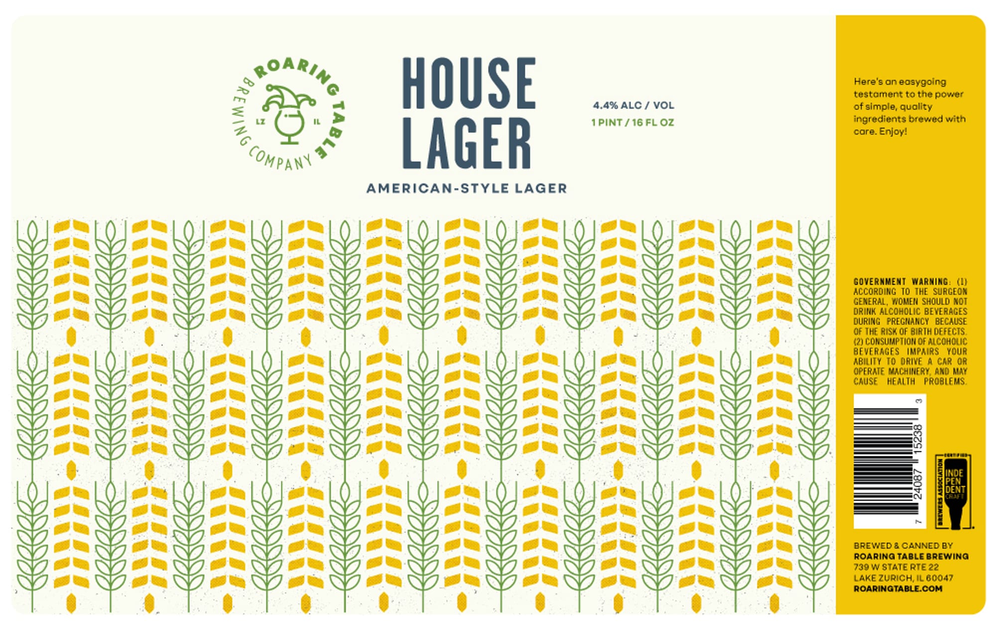 Roaring House Lager by Roaring Table Brewing Company - beer label