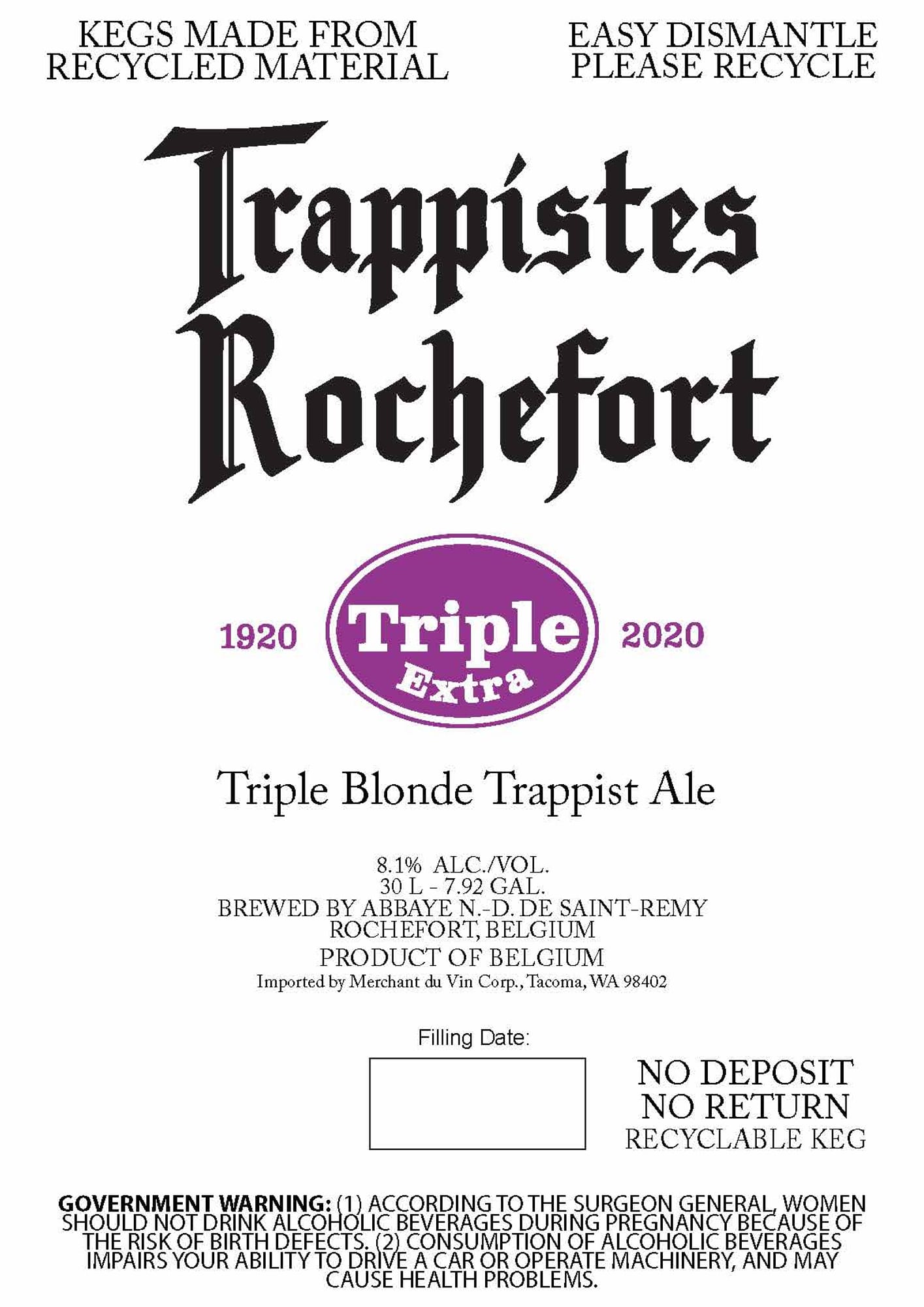 Rochefort Triple Extra by Abbaye N.-D. de Saint-Rémy Rochefort - beer label