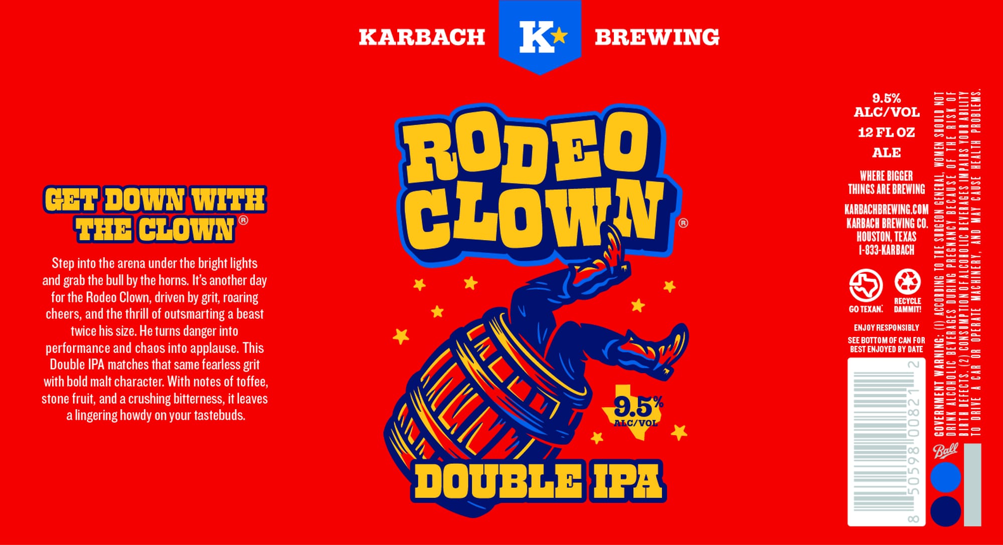 Rodeo Clown Double IPA by Karbach Brewing Co. - beer label