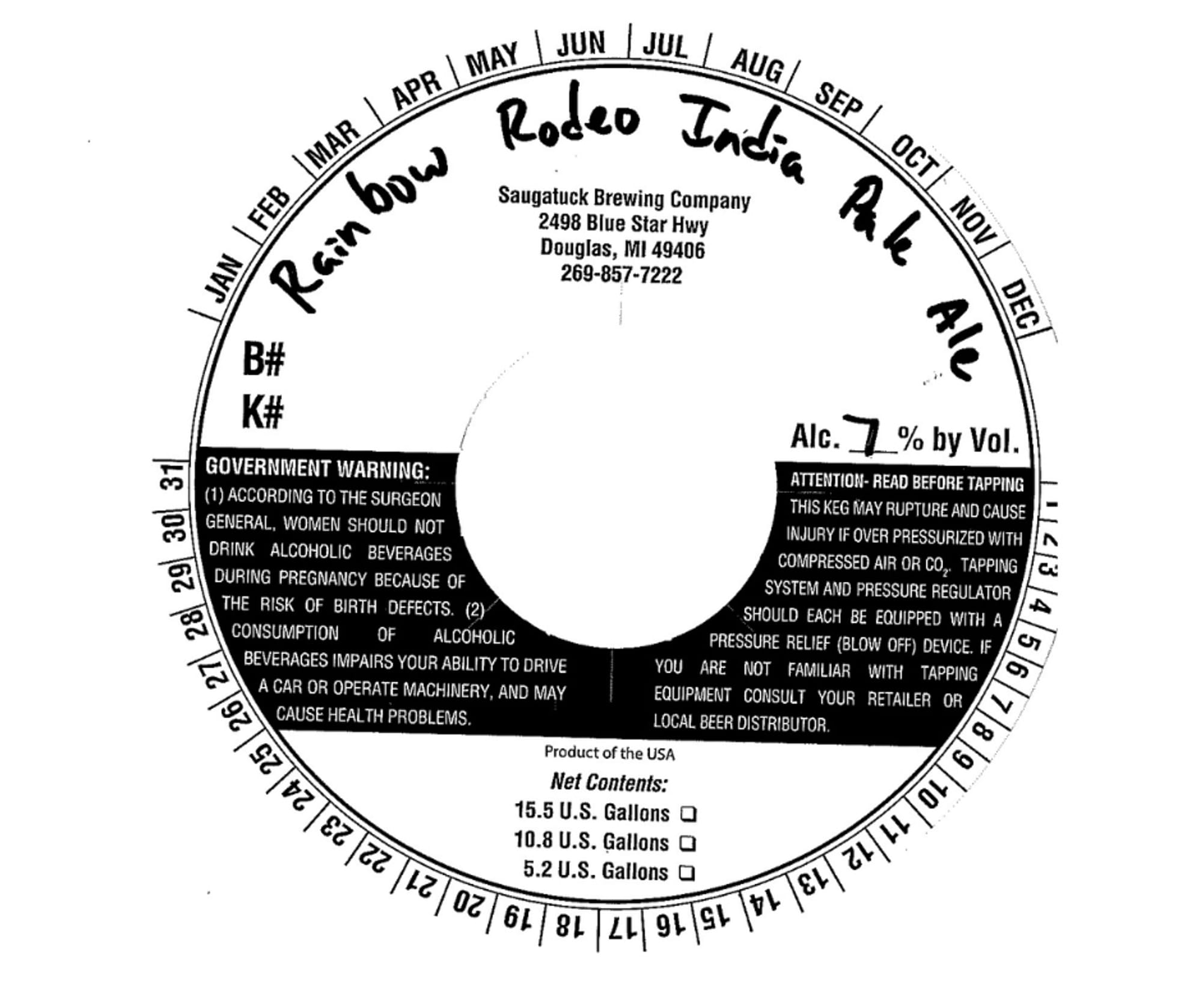 Rodeo India Pale Ale by Saugatuck Brewing Company - beer label