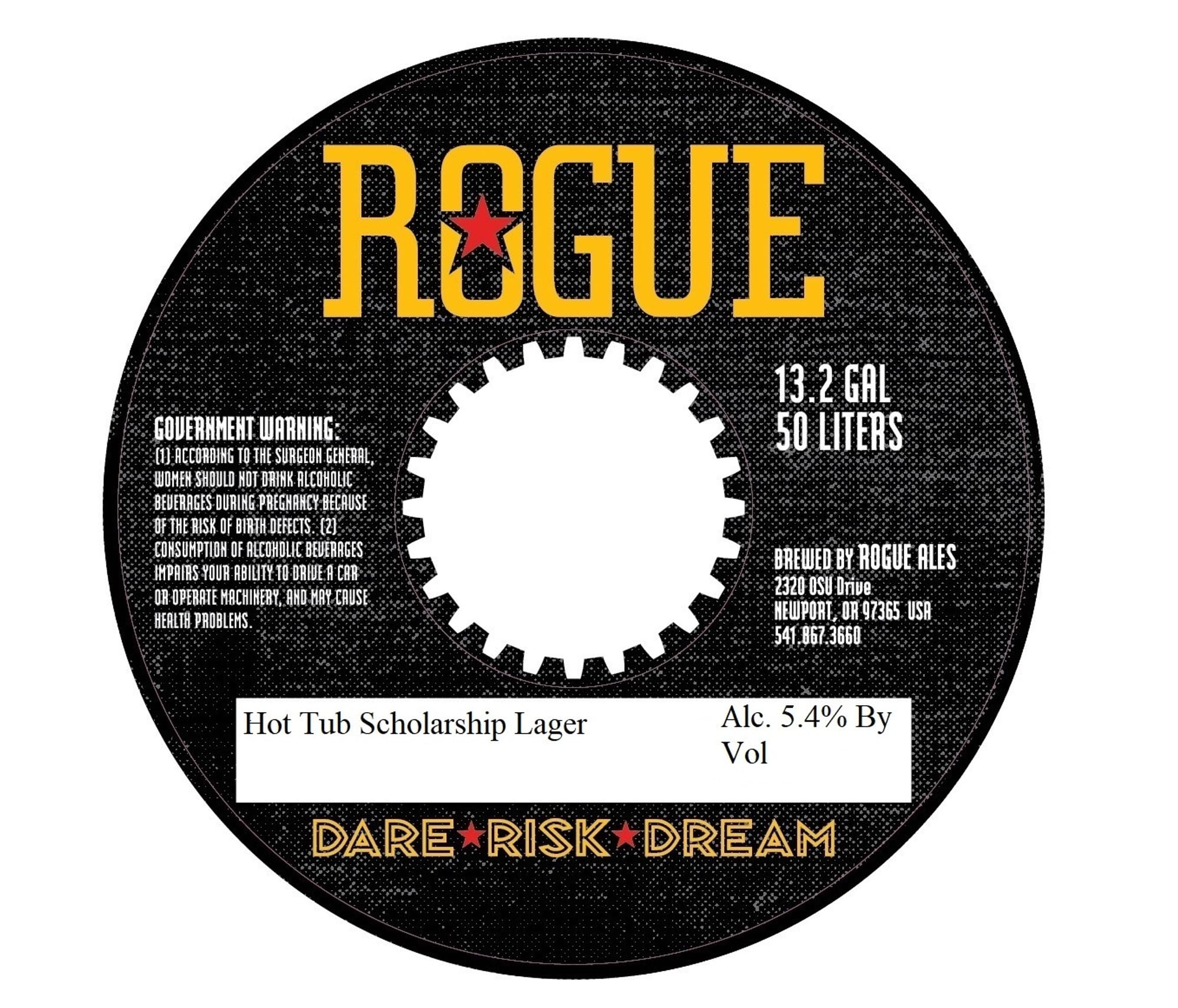 Hot Tub Scholarship Lager by Rogue Ales & Spirits - beer label