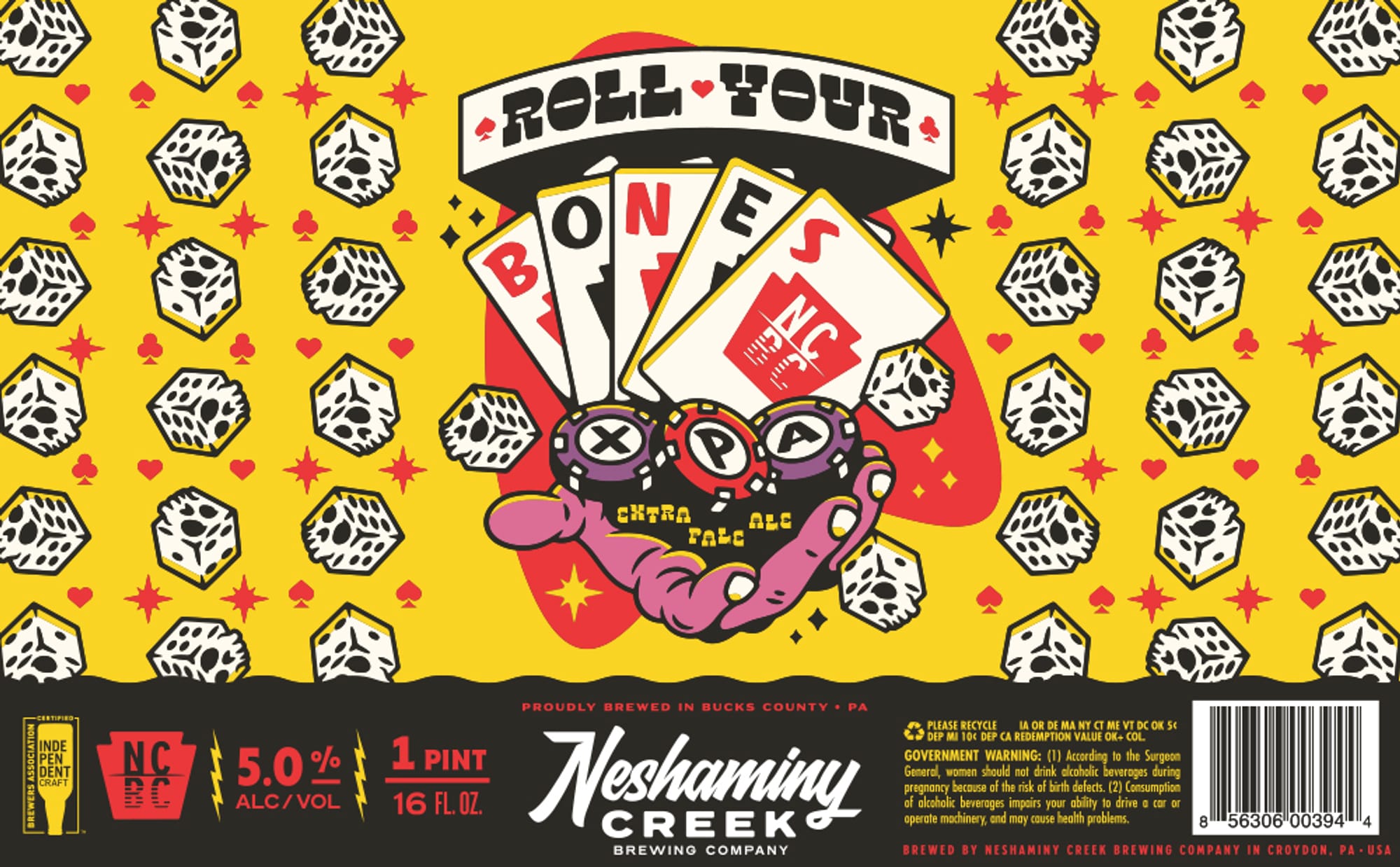 Roll Your Bones by Neshaminy Creek Brewing Company - beer label
