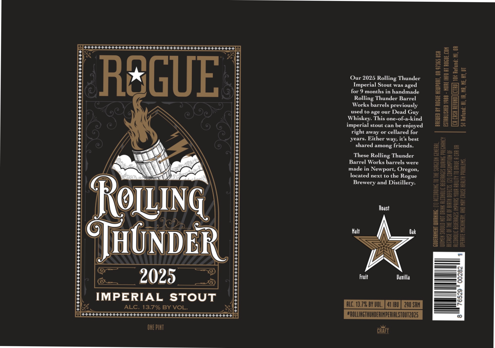 Rolling Thunder 2025 by Rogue Ales & Spirits - beer label