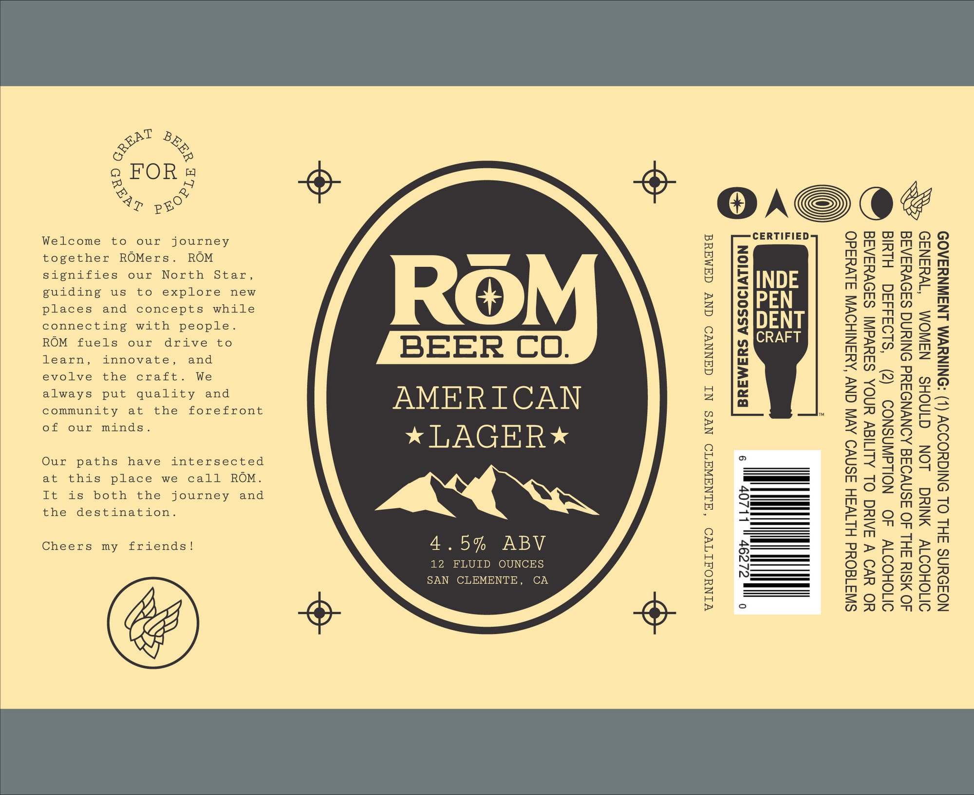 American Lager by RŌM Beer Co. - beer label