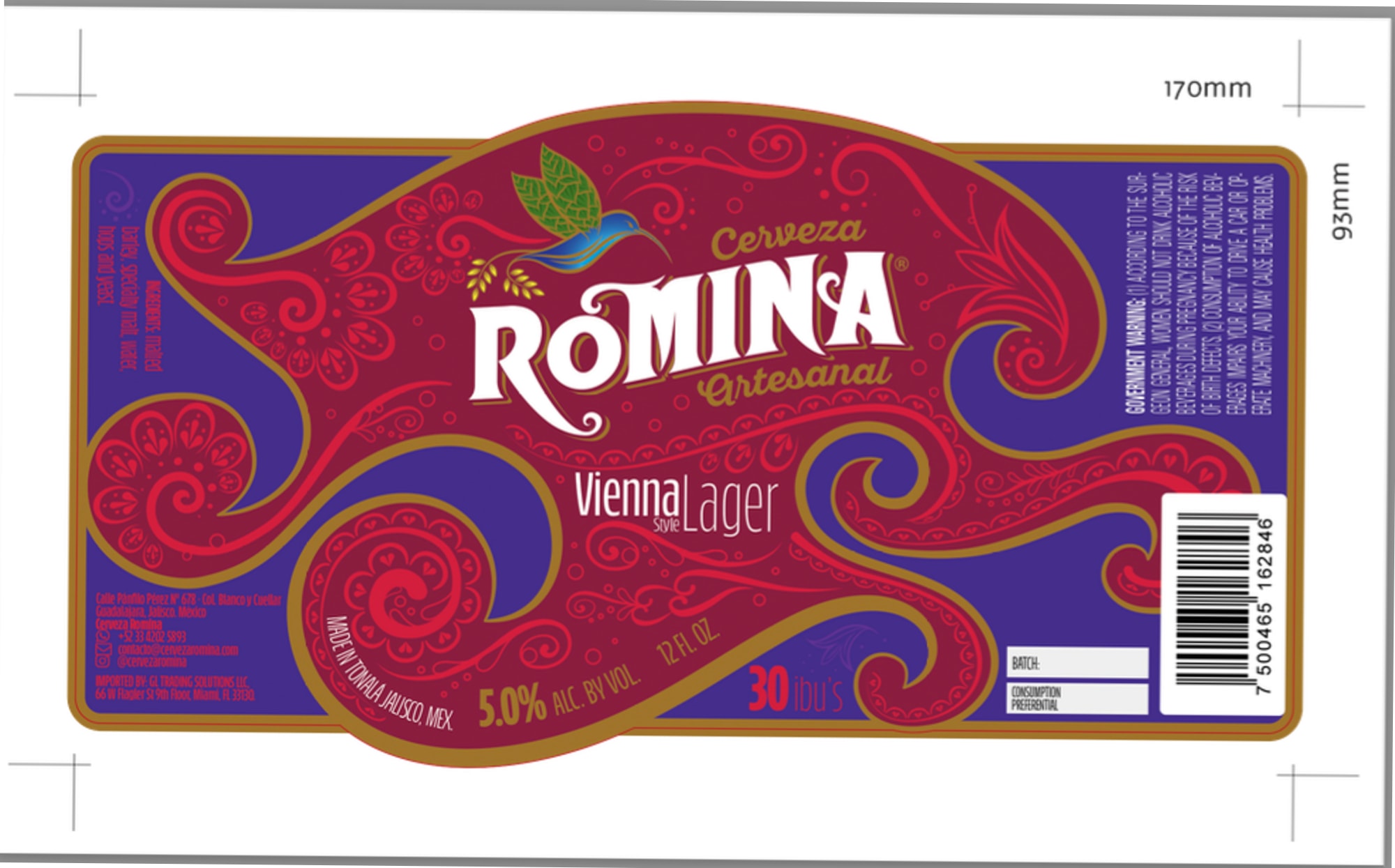 Romina Artesanal Vienna Lager by Cerveza Romina - beer label