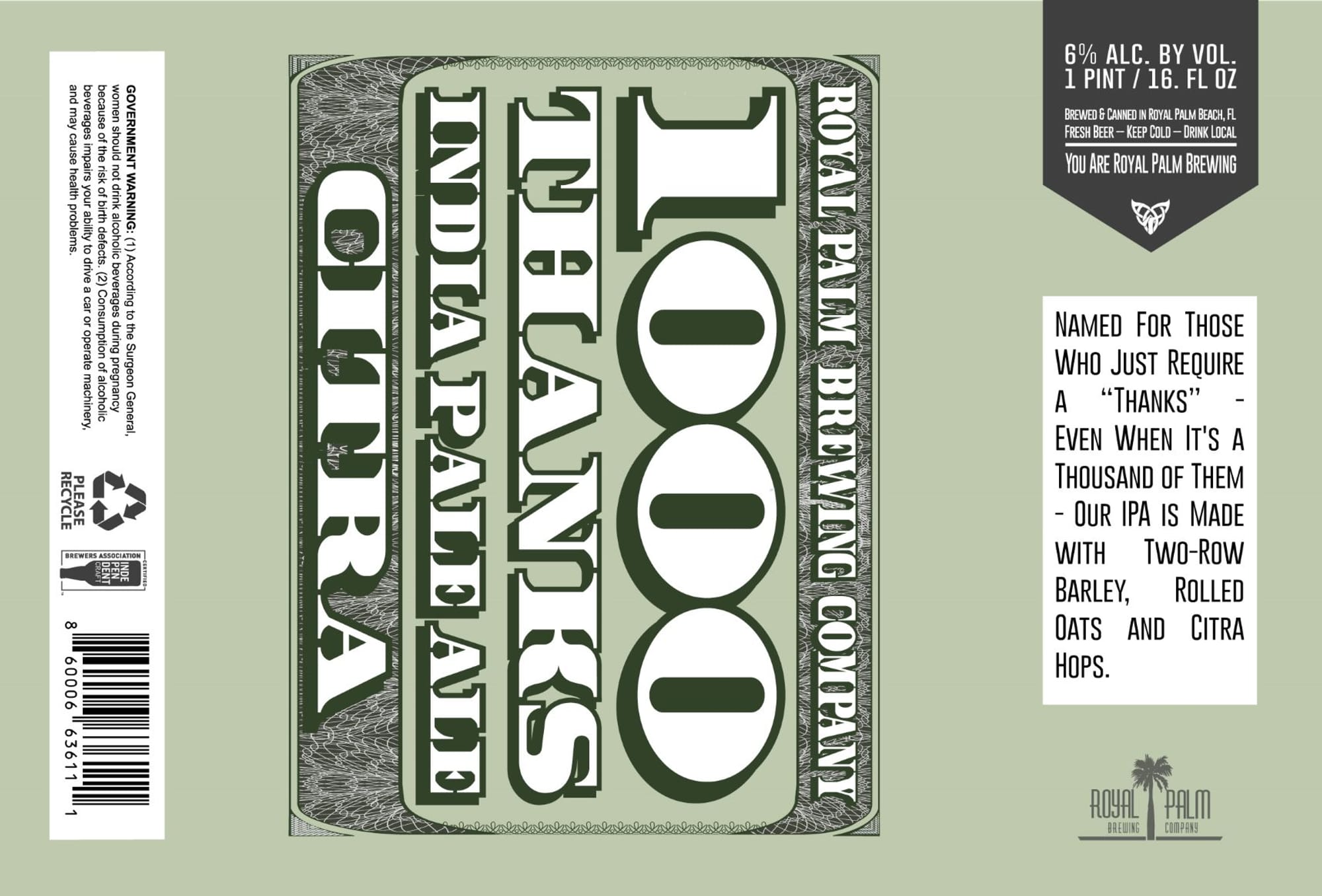 Governmint by Royal Palm Brewing Company - beer label