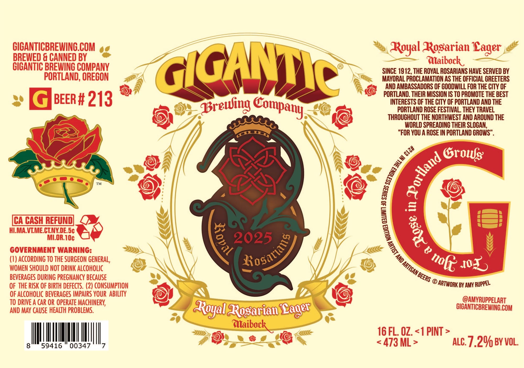 Royal Rosarian Lager by Gigantic Brewing Company - beer label