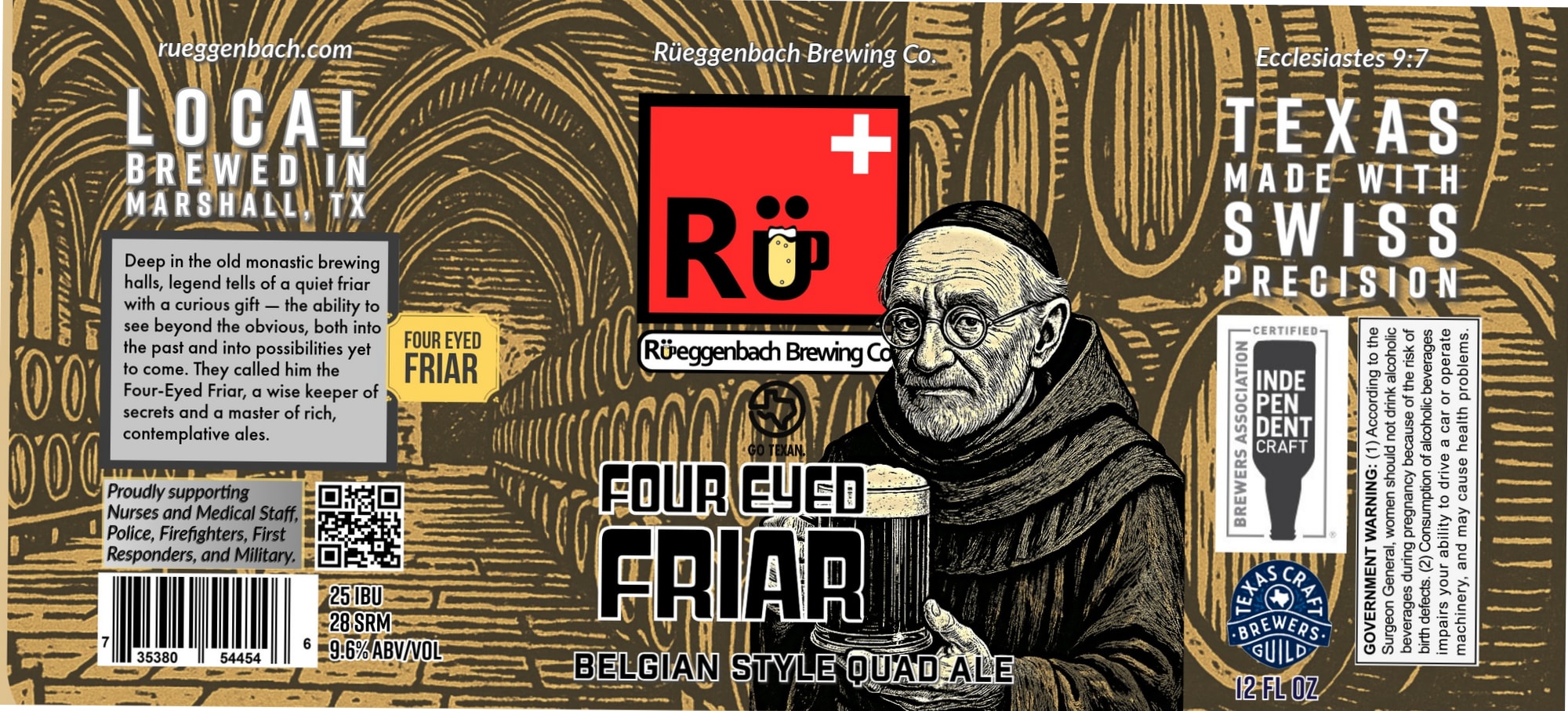 Local Four Eyed Friar by Rüeggenbach Brewing Co. - beer label