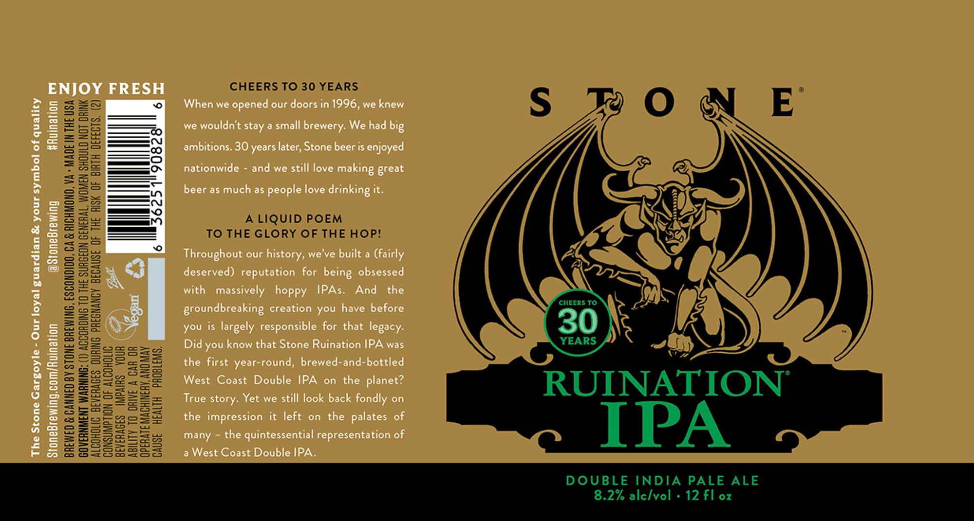 Ruination IPA by Stone Brewing - beer label