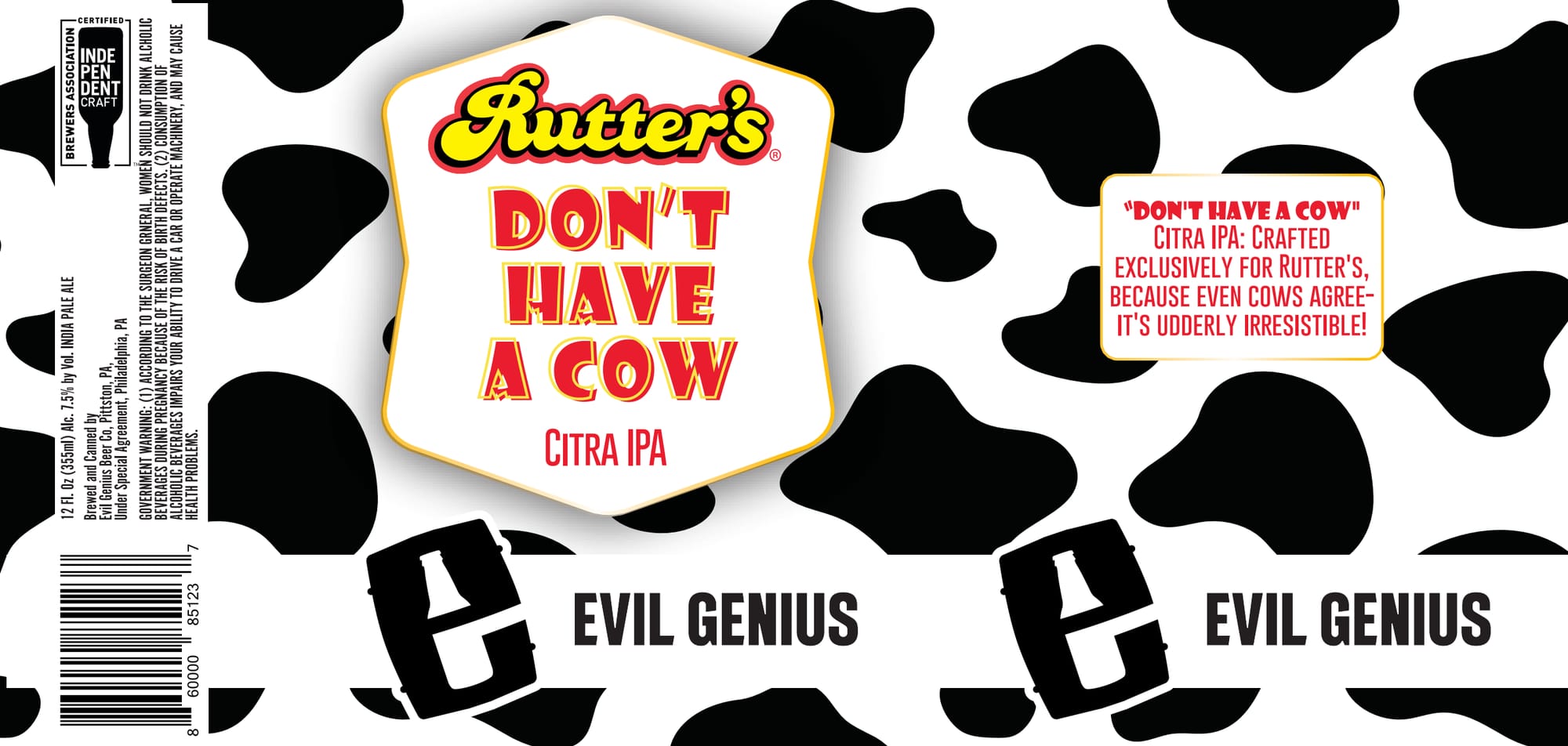 Rutter's Don't Have a Cow by Evil Genius Beer Company - beer label