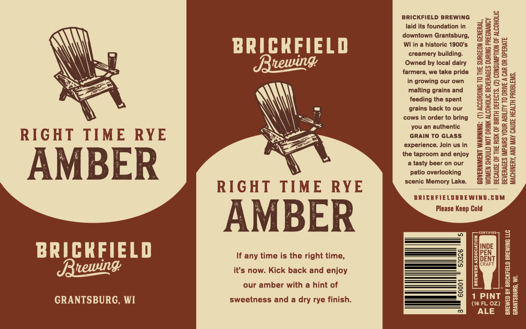 Right Time Rye Amber by Brickfield Brewing - beer label