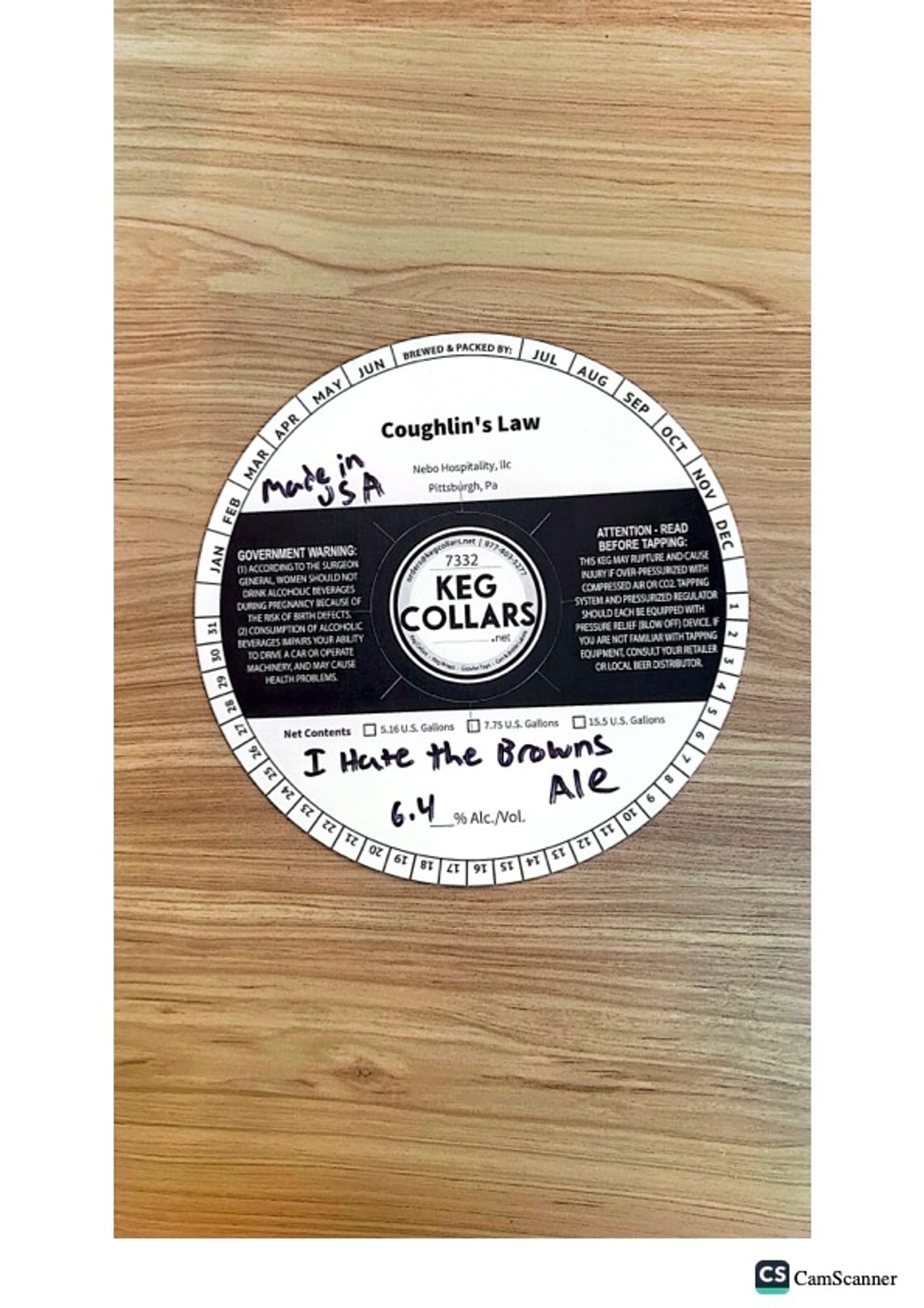 Coughlin's Law by Nebo Hospitality - beer label