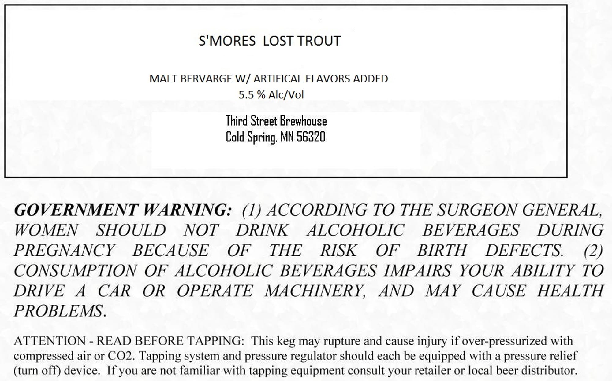 S'mores Lost Trout by Third Street Brew House - beer label