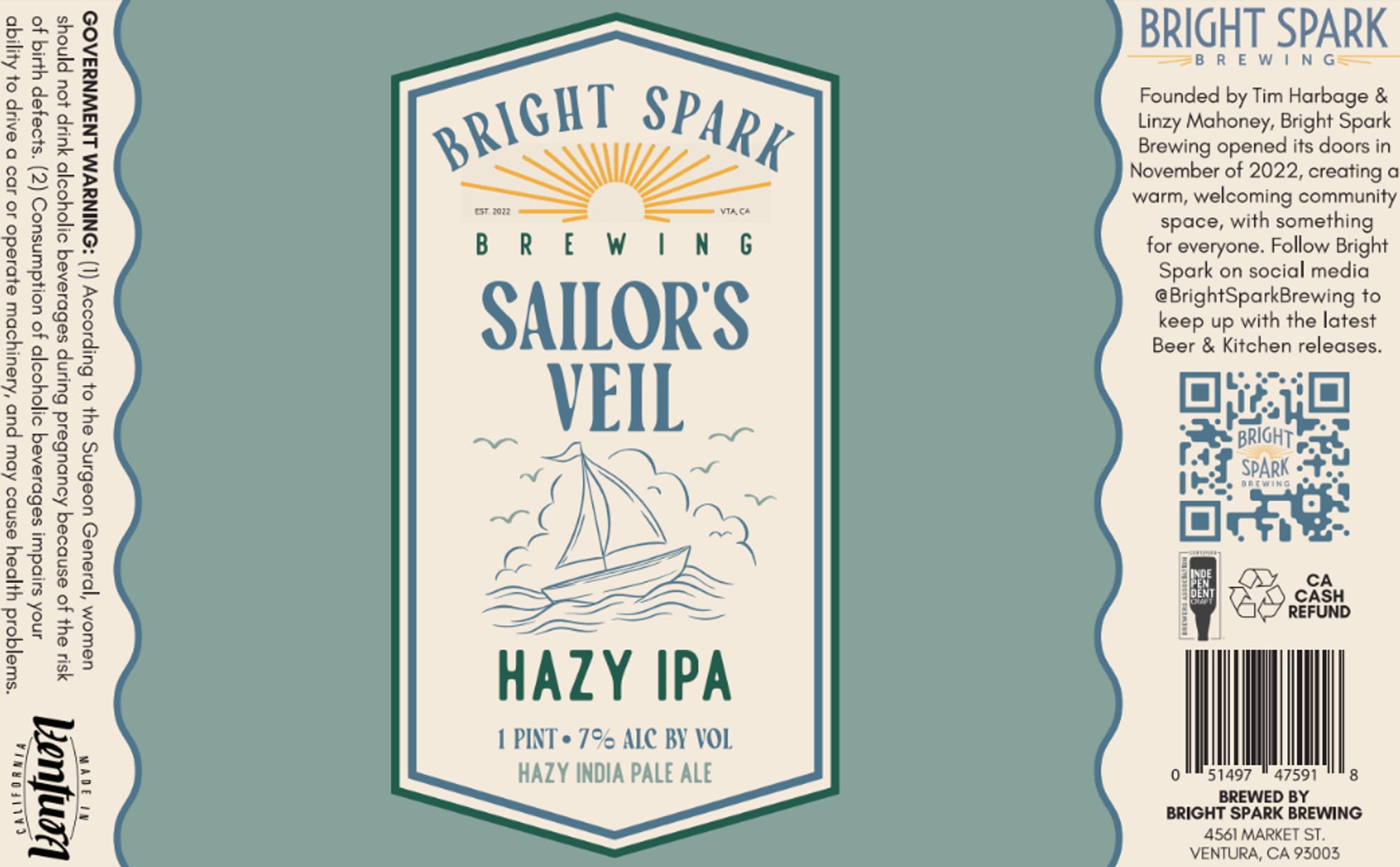 Sailor’s Veil by Bright Spark Brewing - beer label