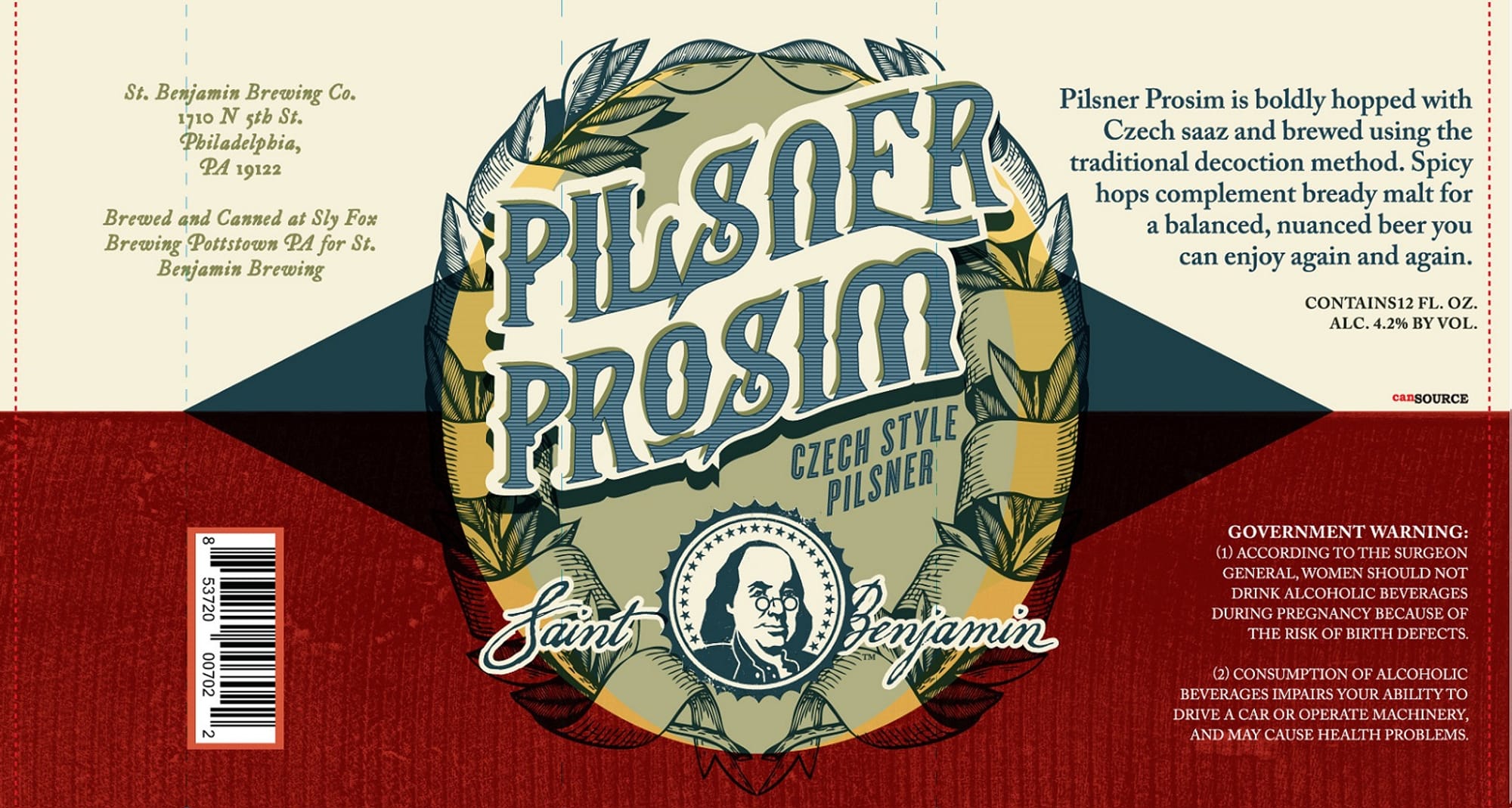 Pilsner Prosim by Saint Benjamin Brewing Co. - beer label