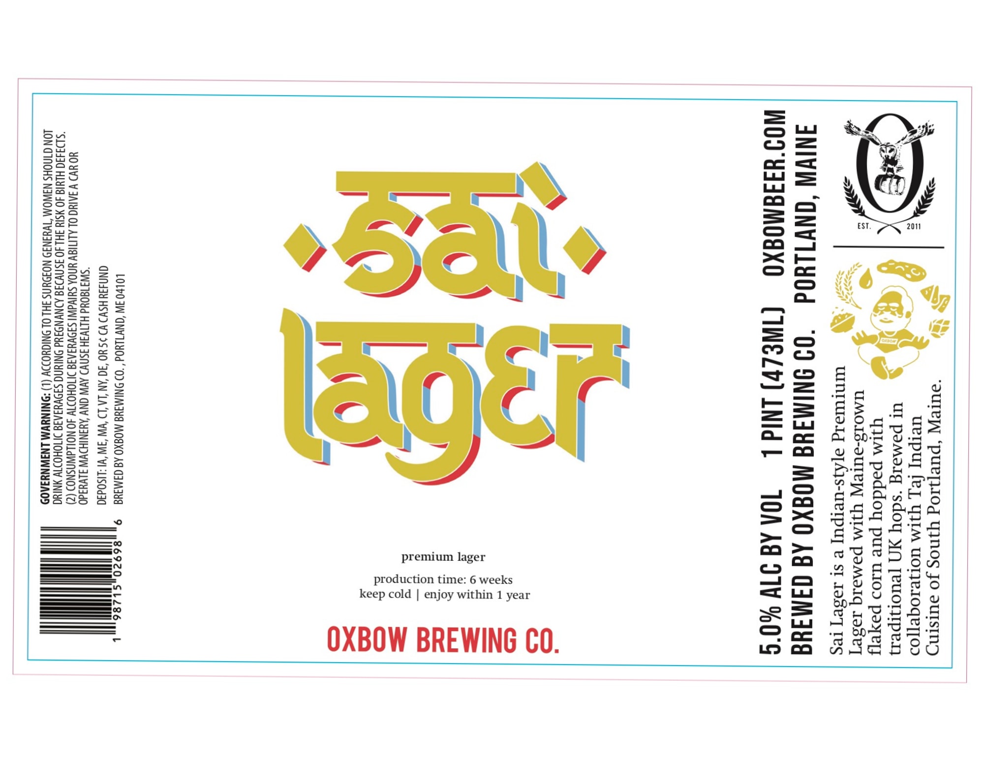 Sal Lager by Oxbow Brewing Co. - beer label