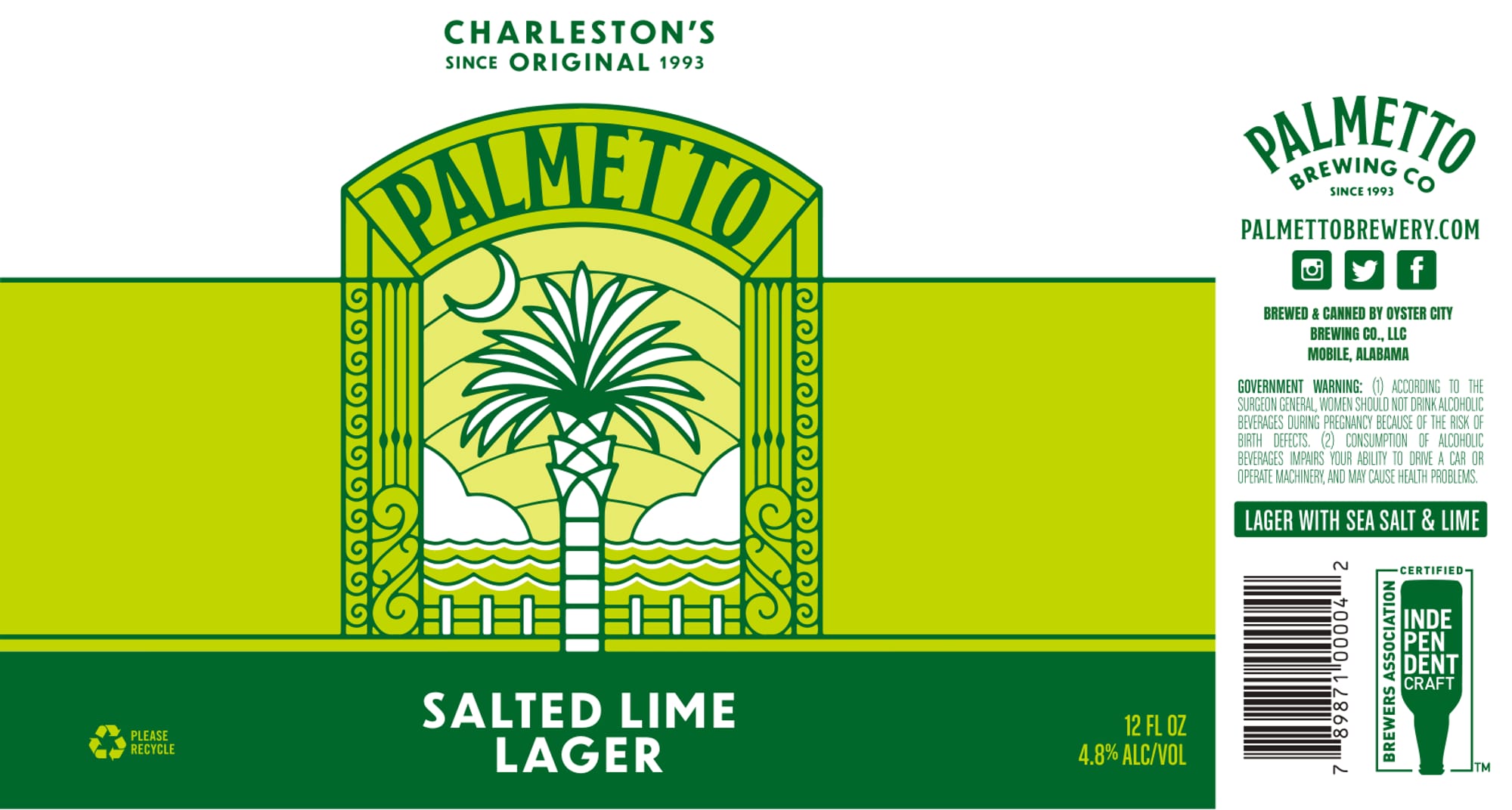 Salted Lime Lager by Palmetto Brewing Co. - beer label