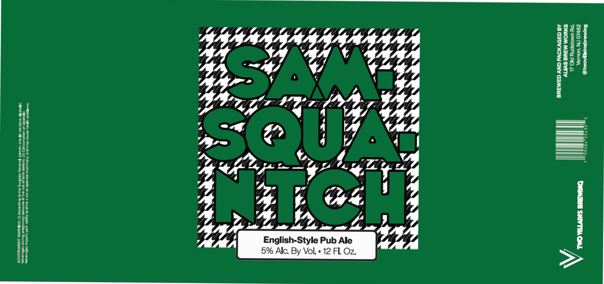 Sam Squatch by Two Villains Brewing - beer label
