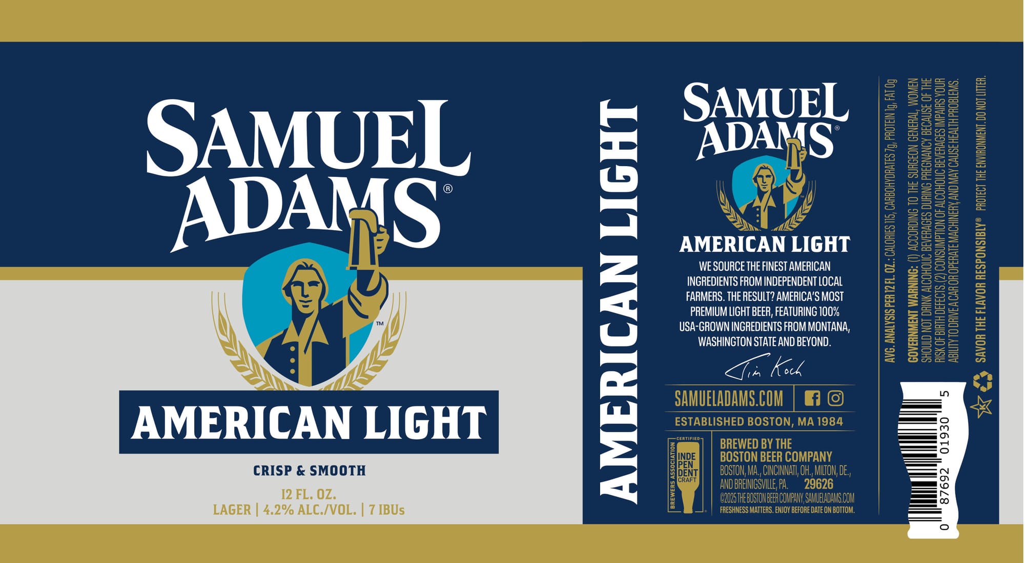 American Light by Samuel Adams - beer label