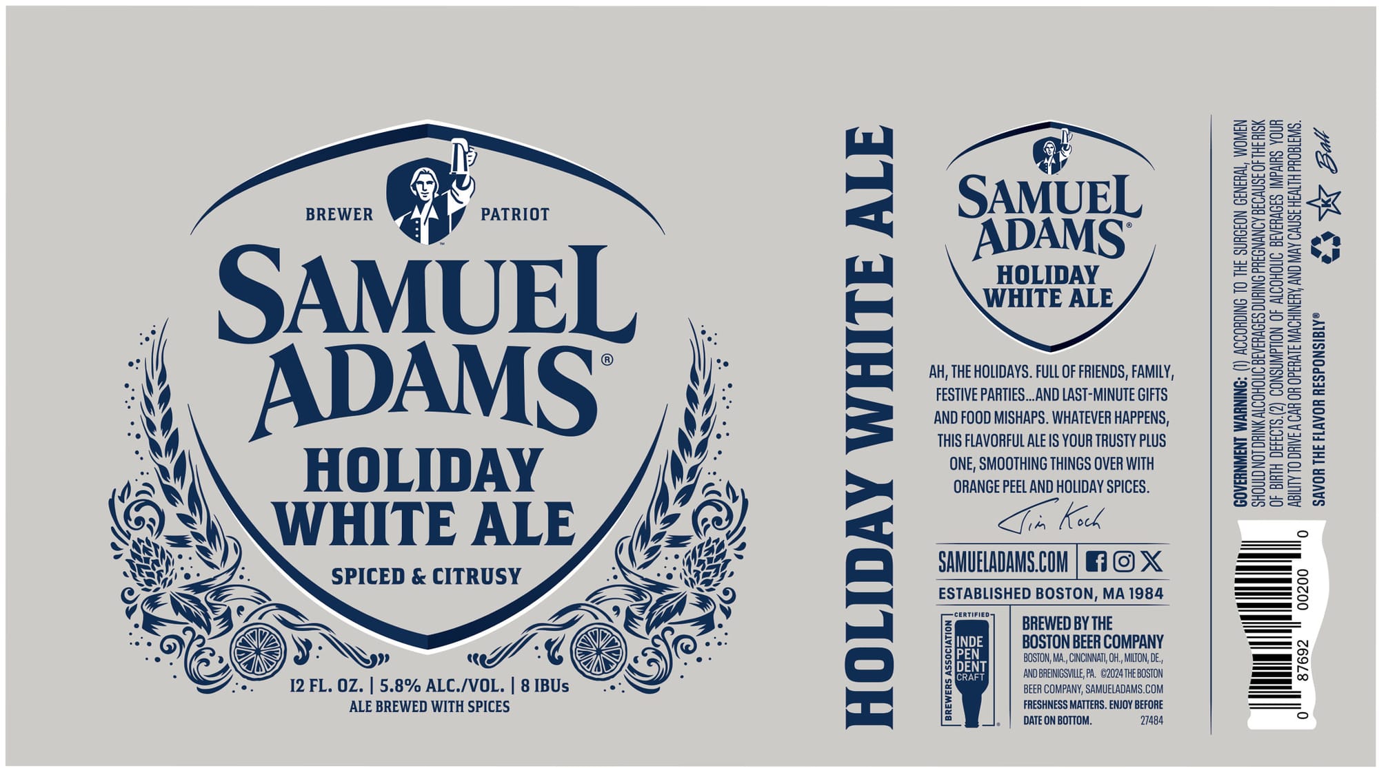 Holiday White Ale by Samuel Adams - beer label