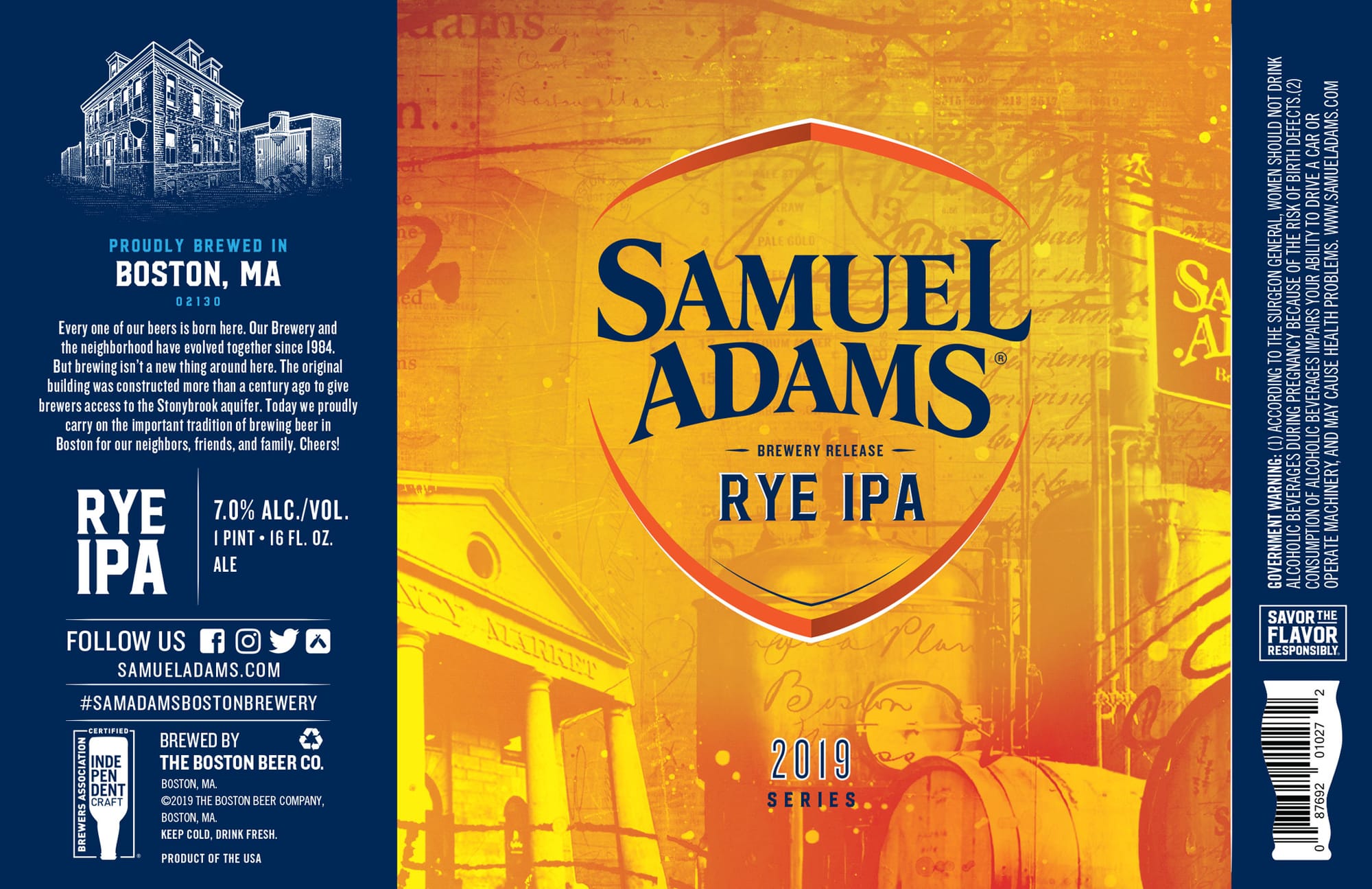 Samuel Adams Rye IPA by The Boston Beer Co. - beer label