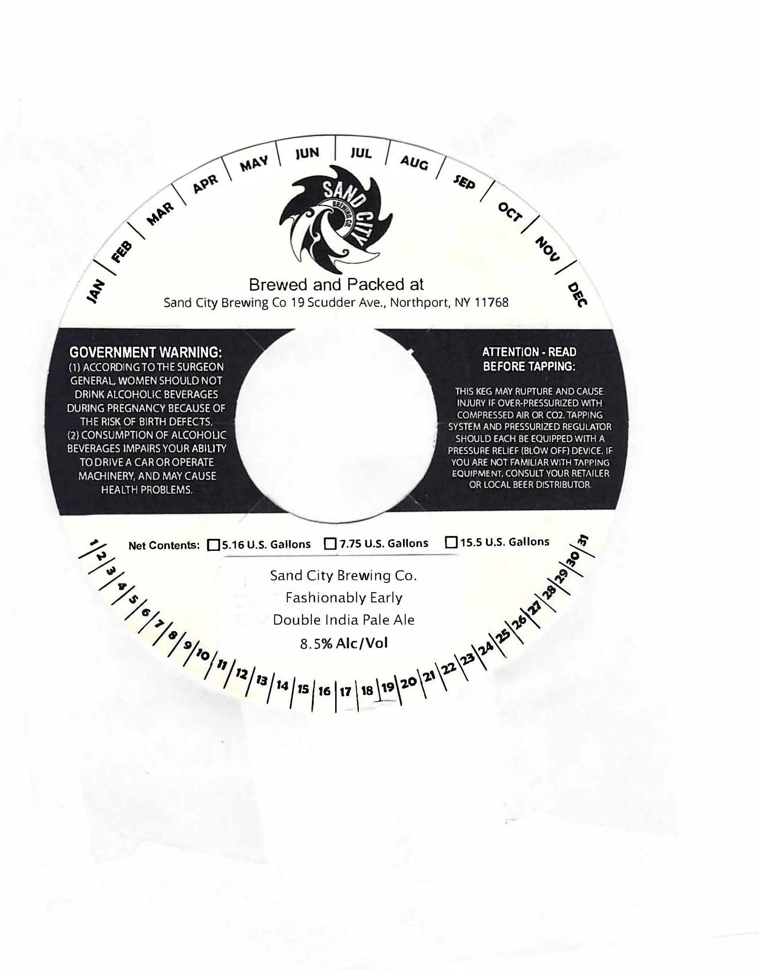 Fashionably Early by Sand City Brewing Co. - beer label