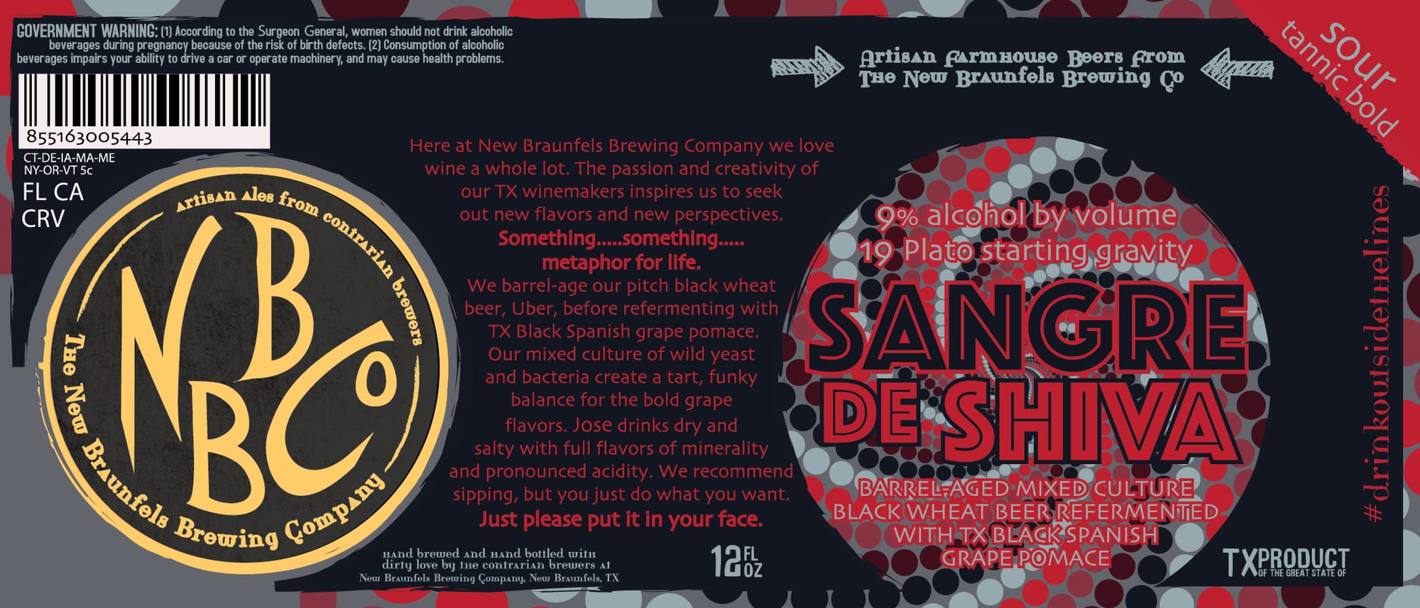 Sangre de Shiva by The New Braunfels Brewing Company - beer label