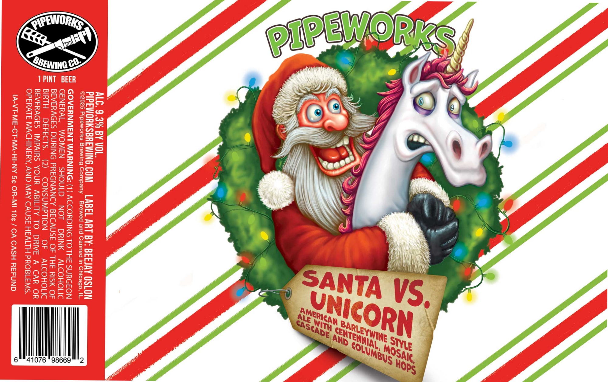 Santa vs. Unicorn by Pipeworks Brewing Co. - beer label