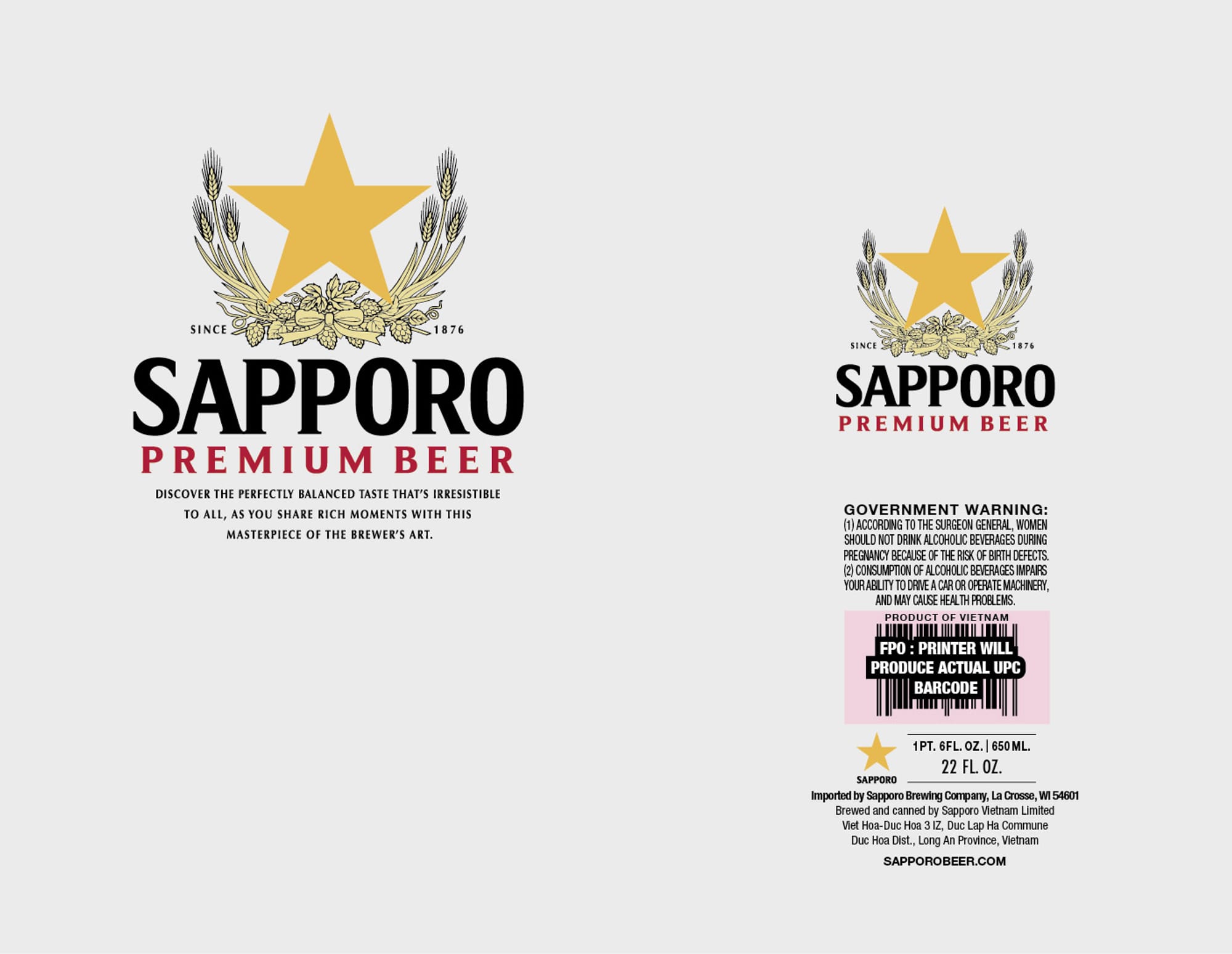Sapporo Premium Beer by Sapporo - beer label
