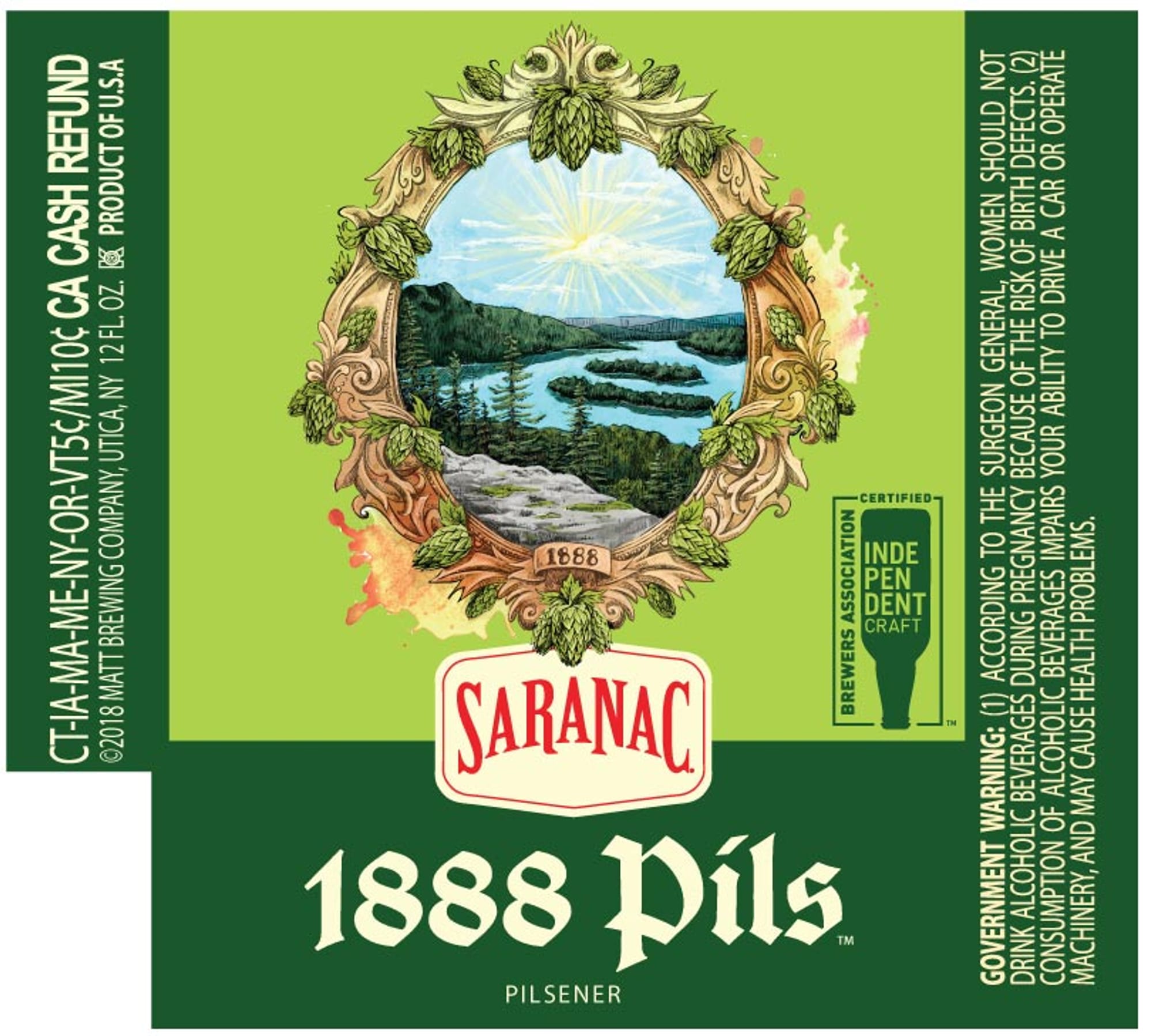 Saranac 1888 Pils by Matt Brewing Company - beer label
