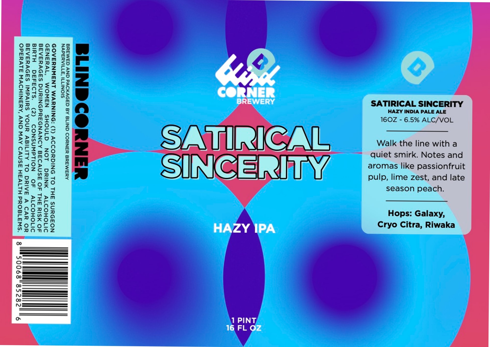 Satirical Sincerity by Blind Corner Brewery - beer label