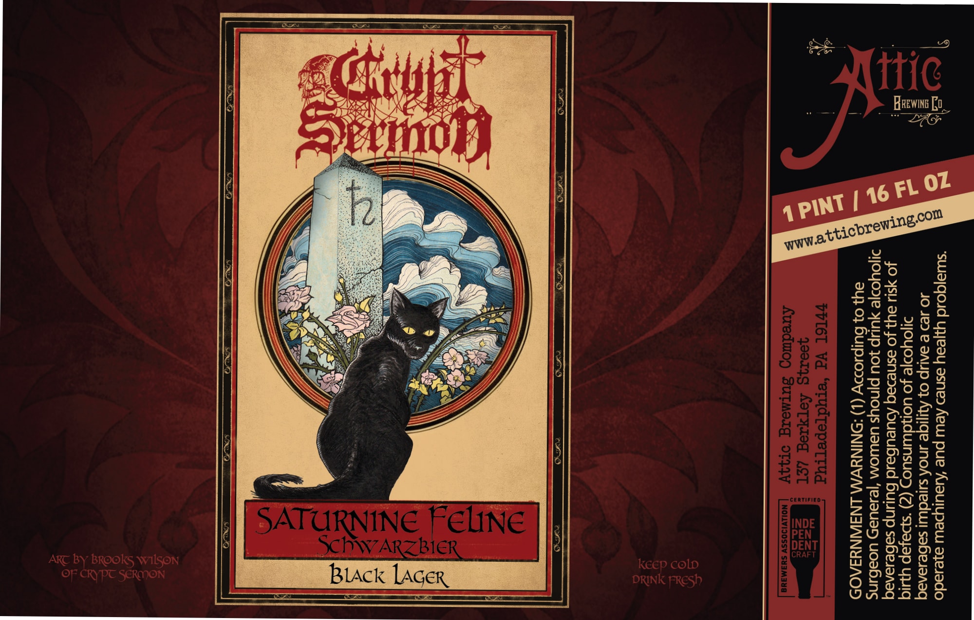 Saturnine Feline by Attic Brewing Co. - beer label