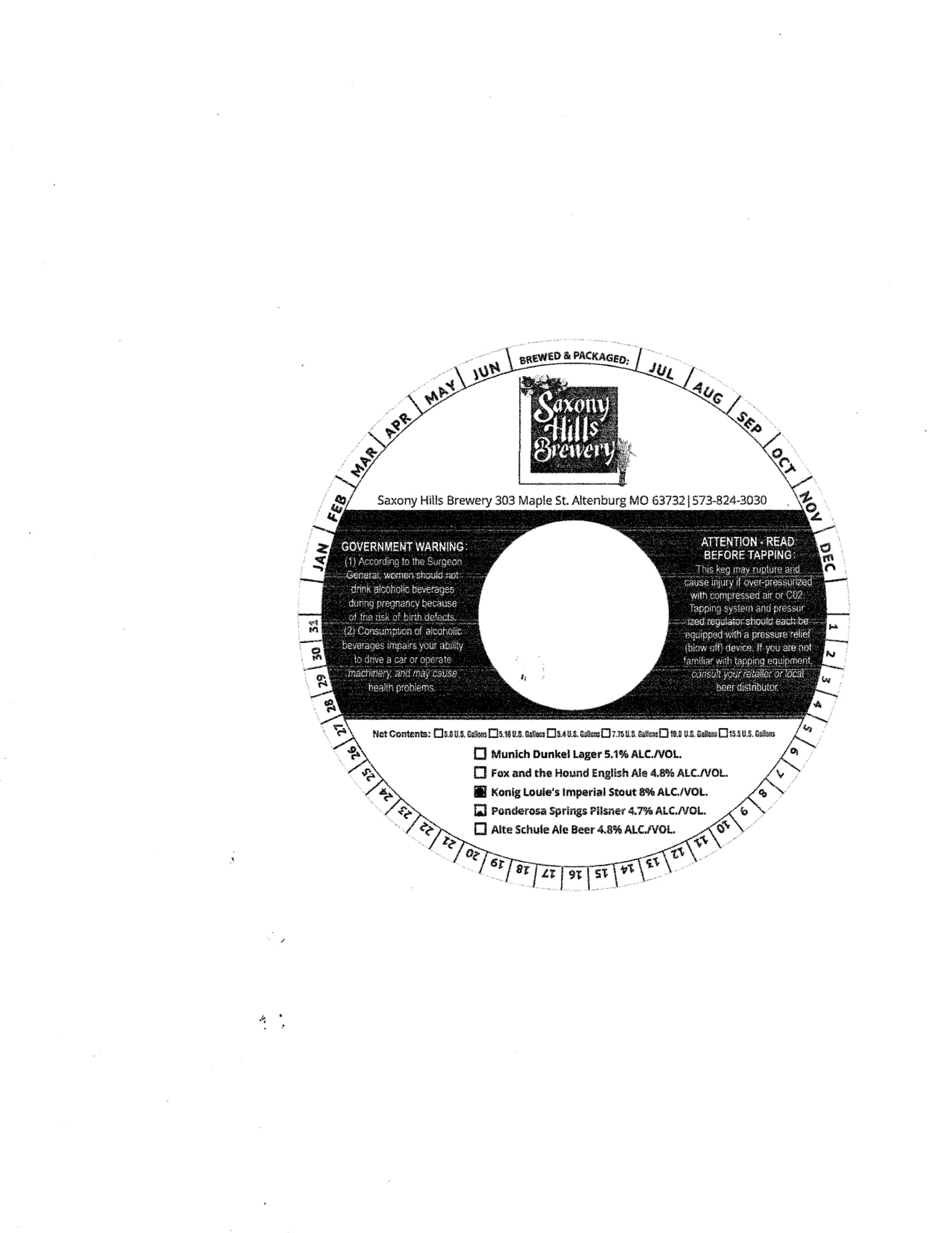 Alte Schule Alt Bier by Saxony Hills Brewery - beer label