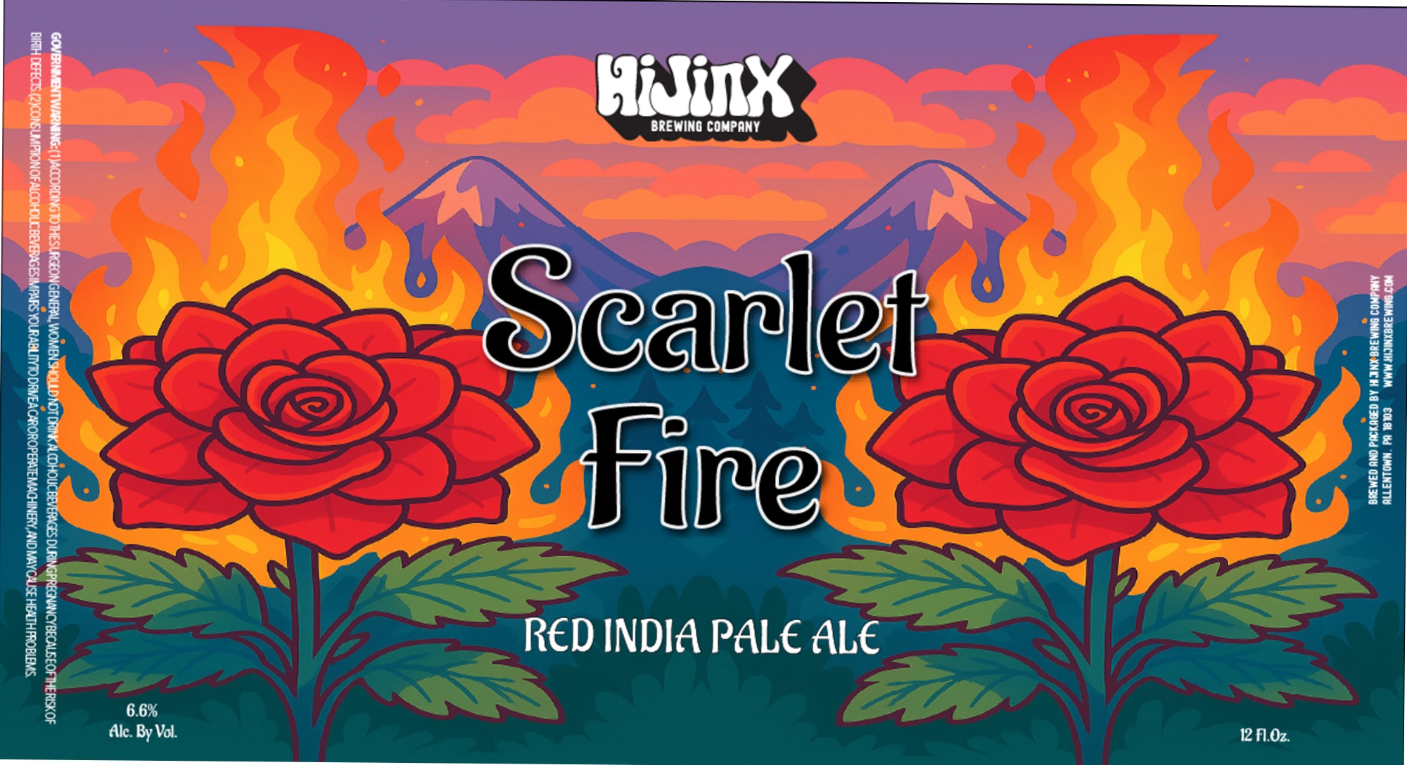 Scarlet Fire by Hijinx Brewing Company - beer label