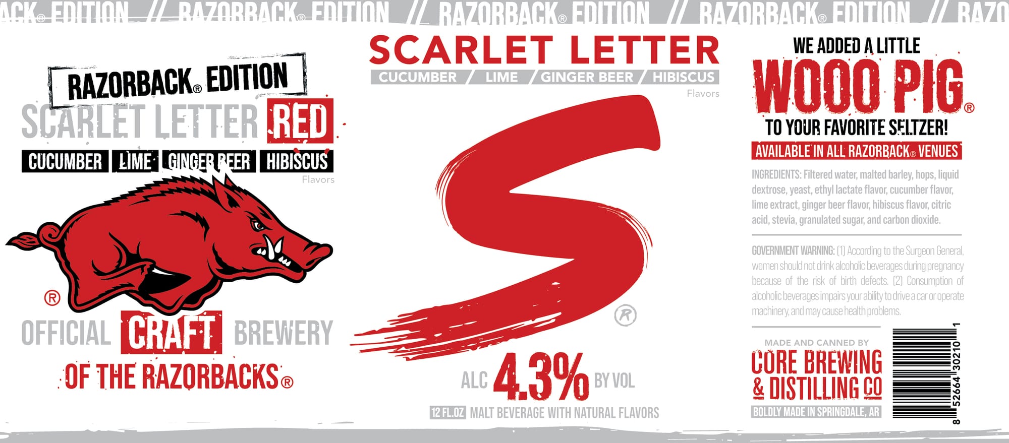 Scarlet Letter Razorback Edition by Core Brewing & Distilling Co. - beer label