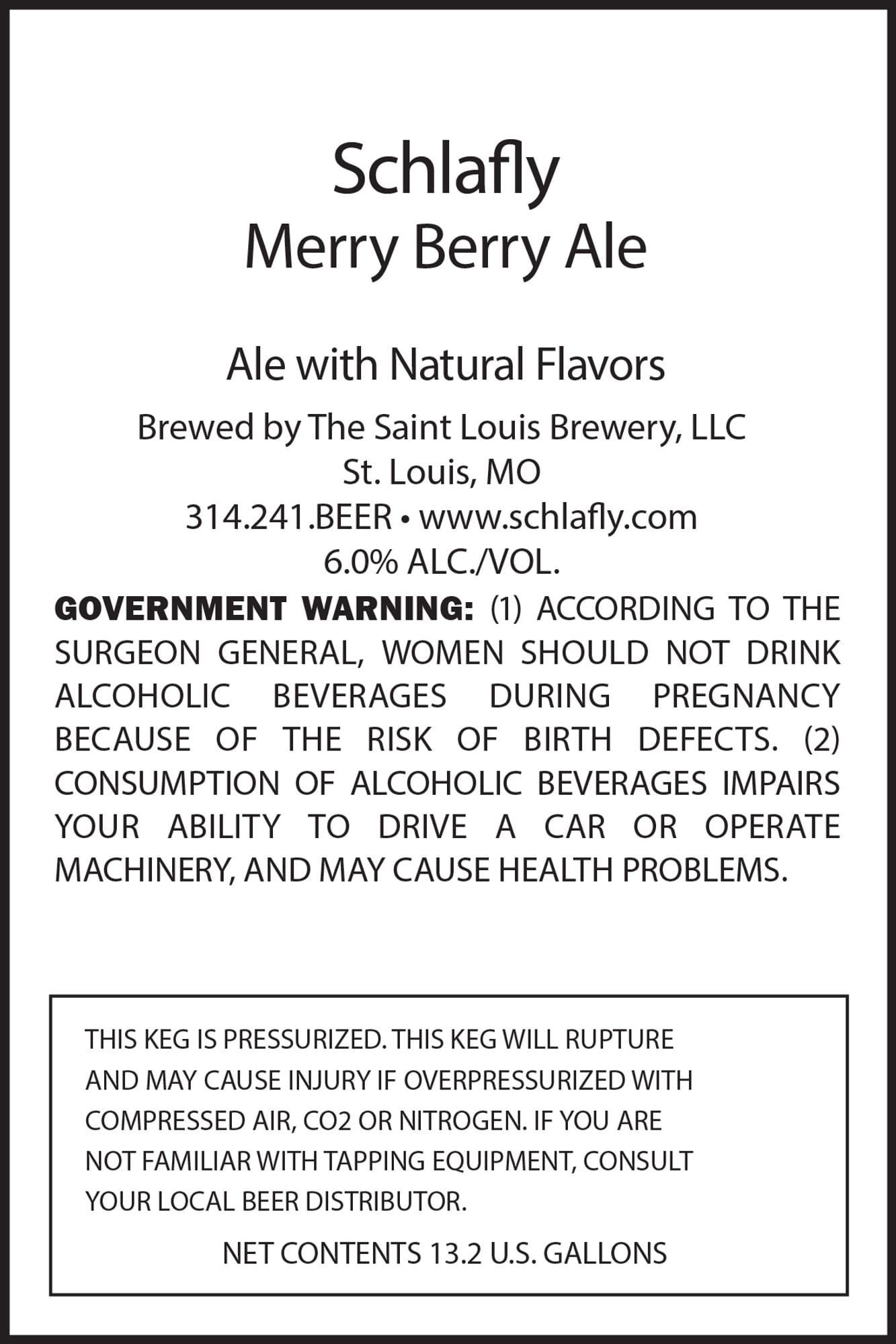 Merry Berry Ale by Schlafly - beer label