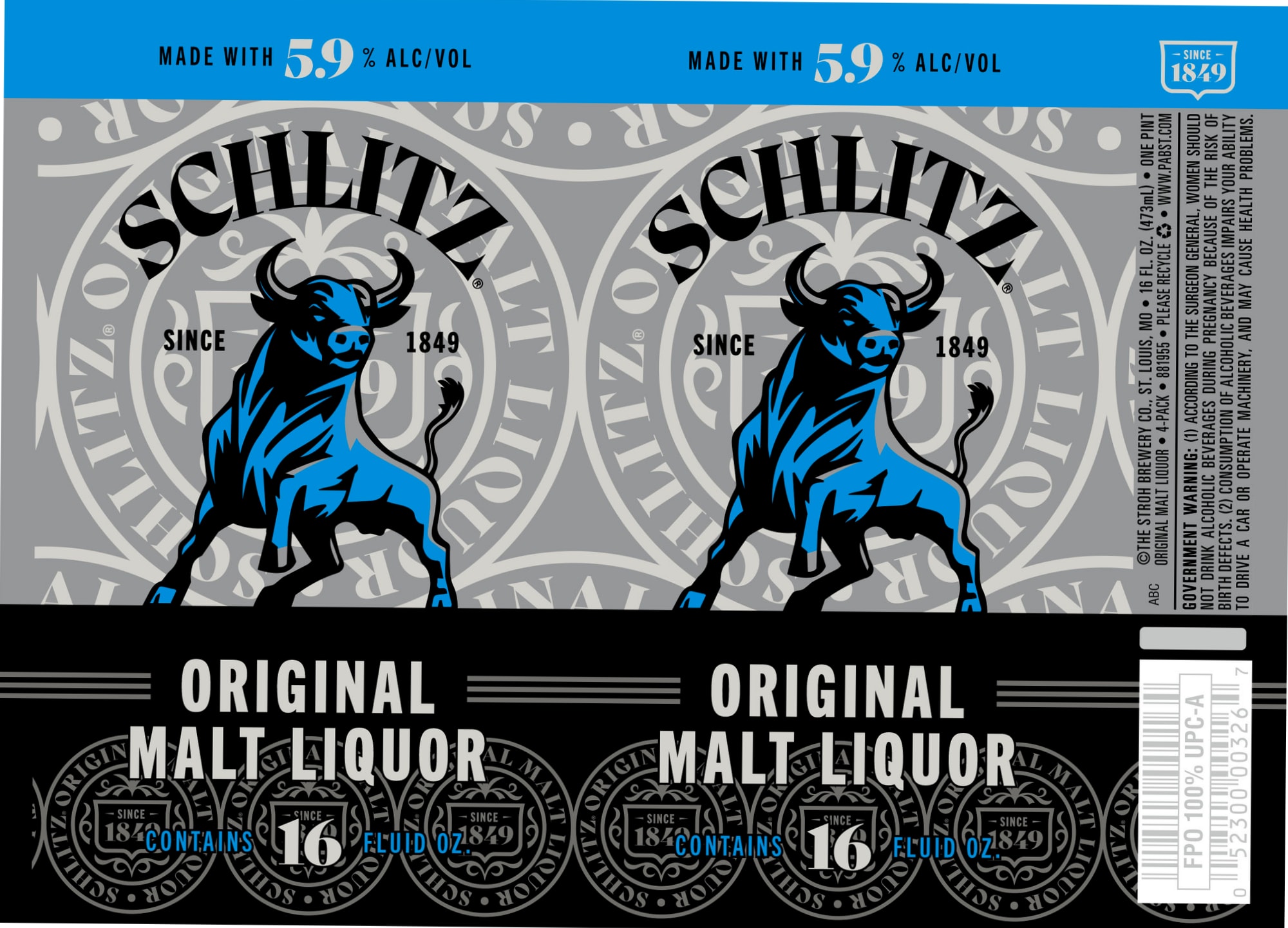 Schlitz Original by Pabst Brewing Company - beer label