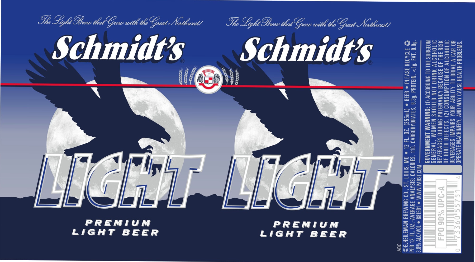 Schmidt’s Premium Light by G. Heileman Brewing Co. - beer label