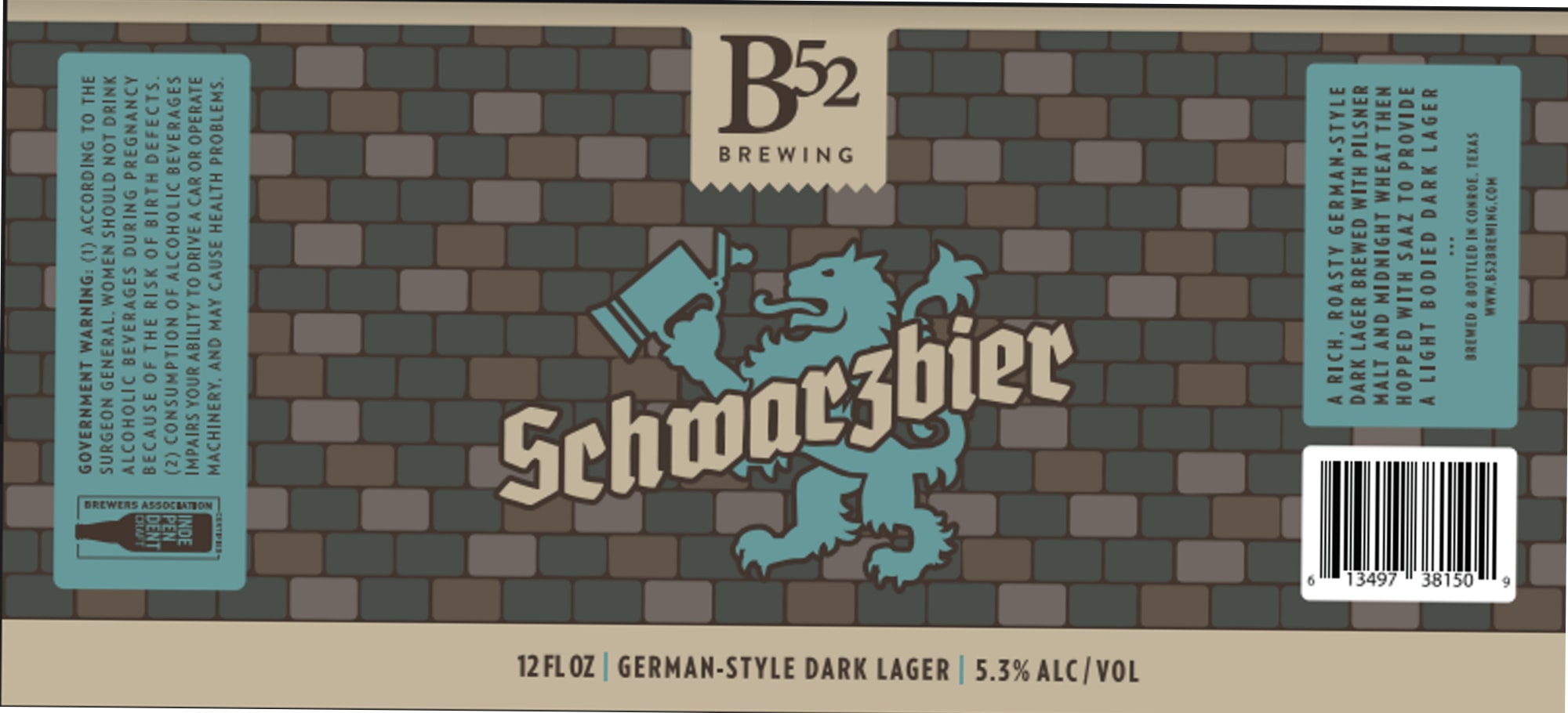 Schwarzbier by B52 Brewing - beer label