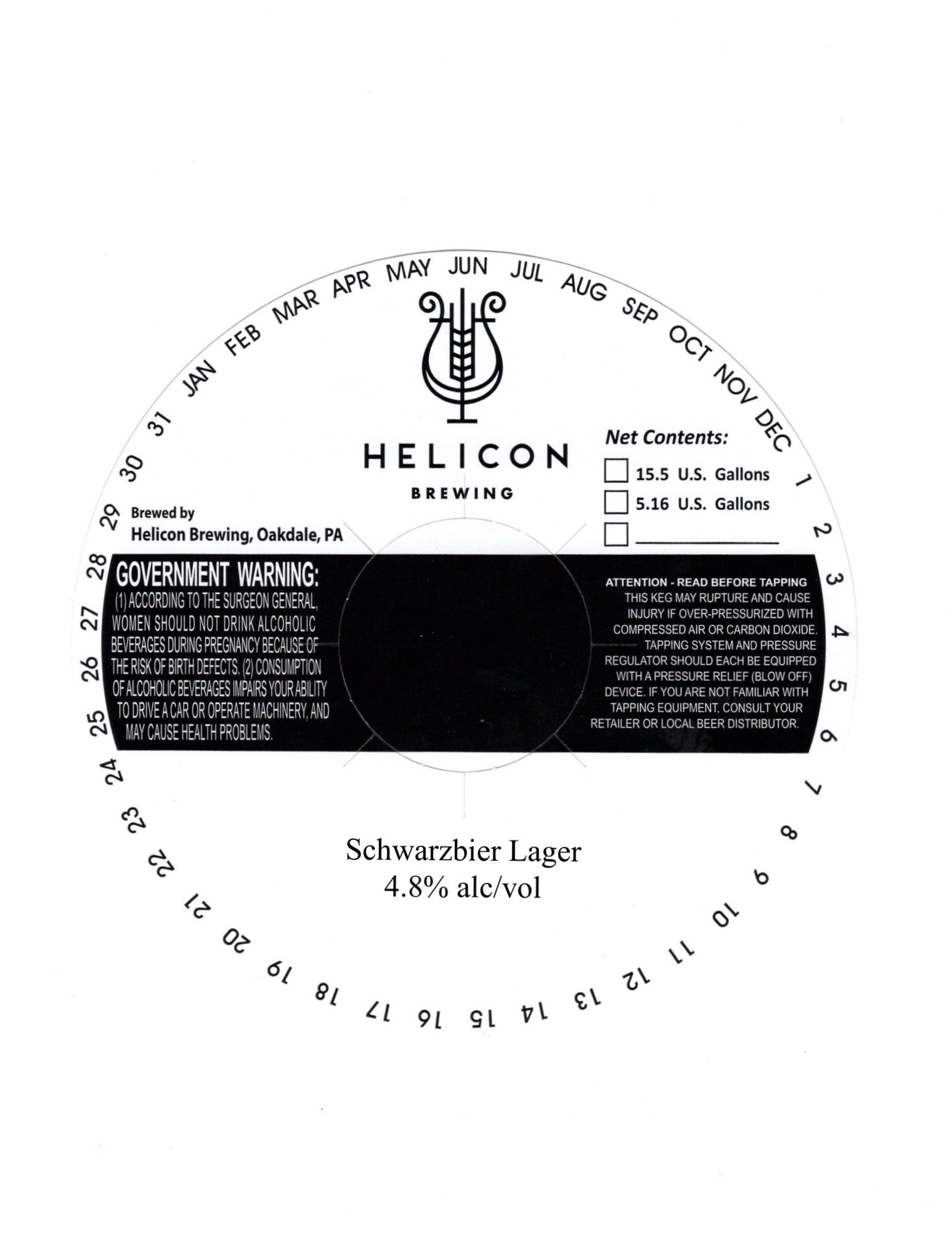 Schwarzbier Lager by Helicon Brewing - beer label
