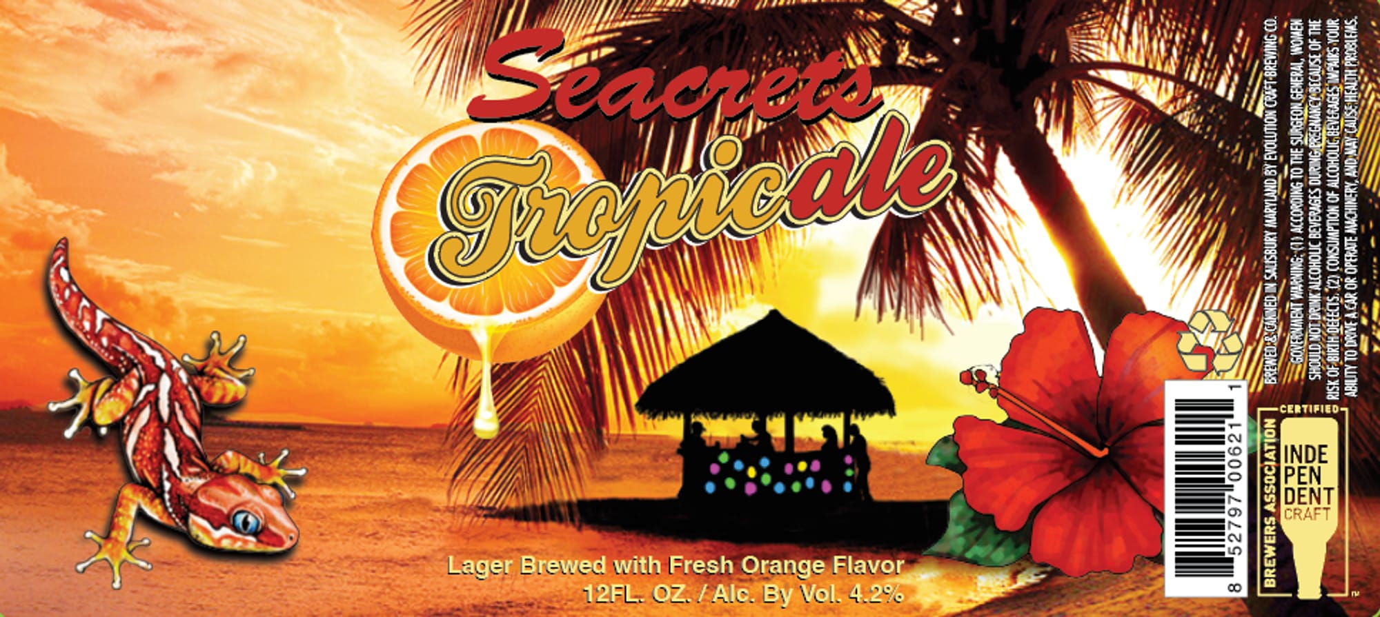 Seacrets Tropicale by Evolution Craft Brewing Co. - beer label