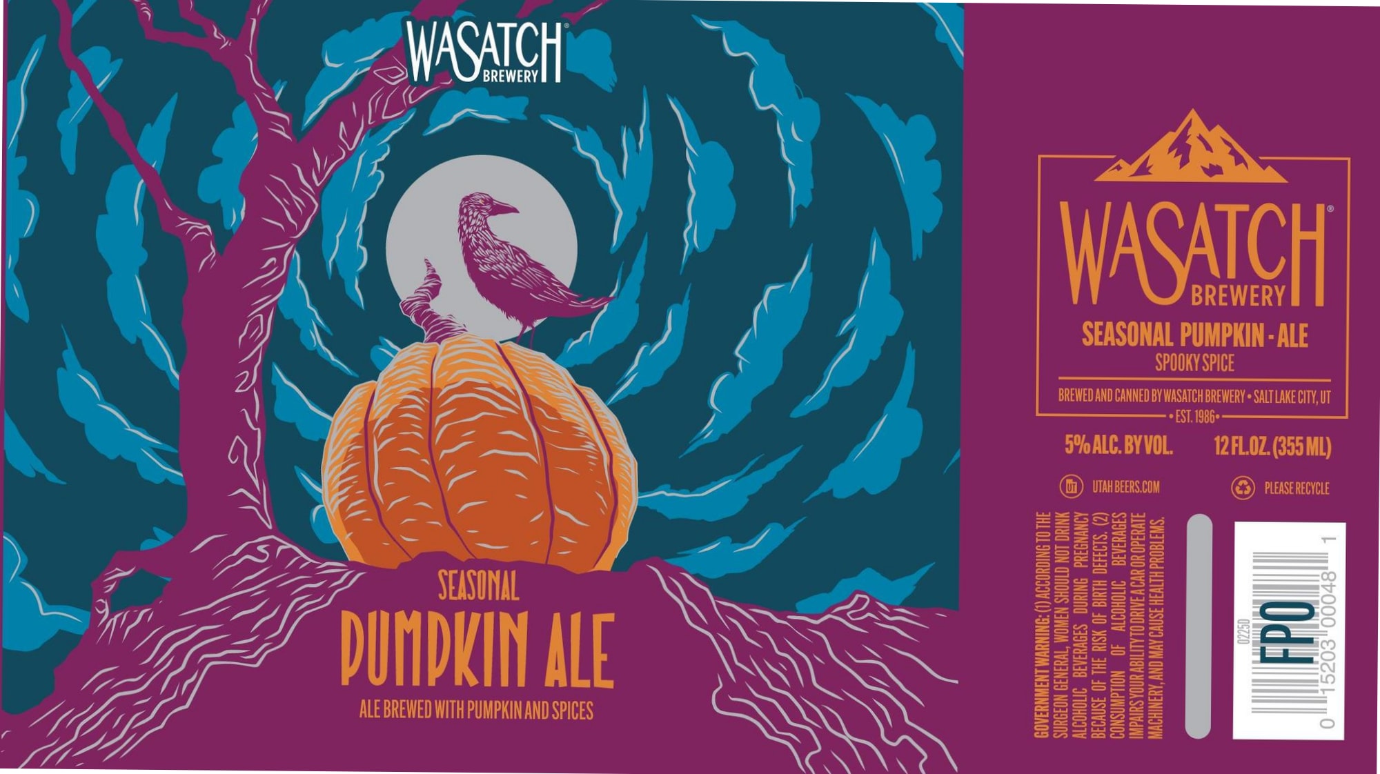 Seasonal Pumpkin Ale by Wasatch Brewery - beer label