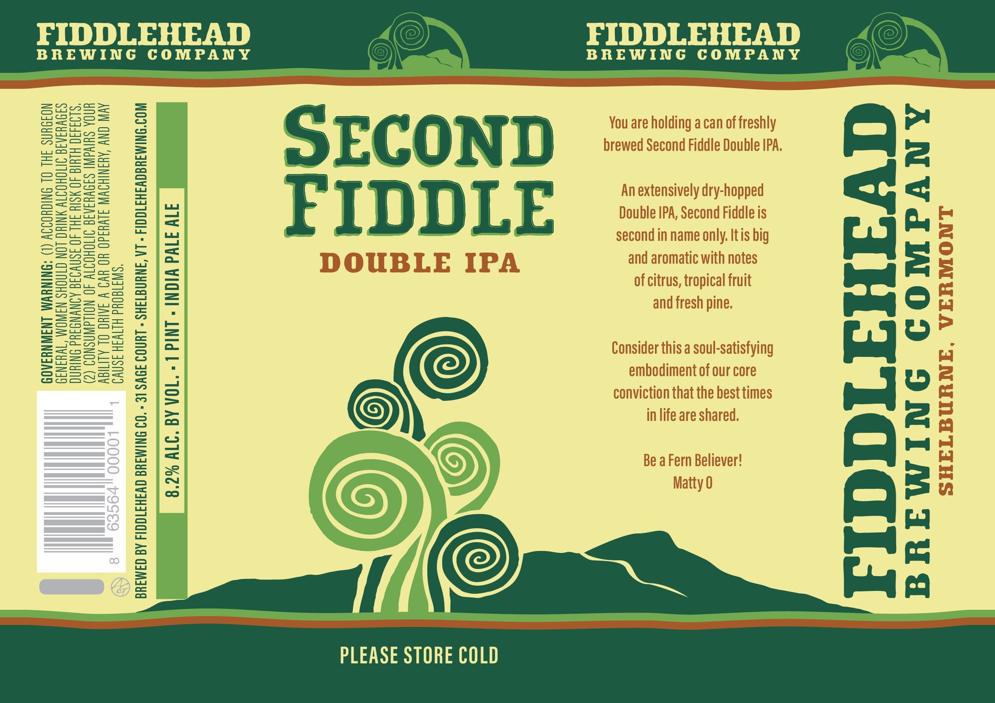 Second Fiddle by Fiddlehead Brewing Company - beer label