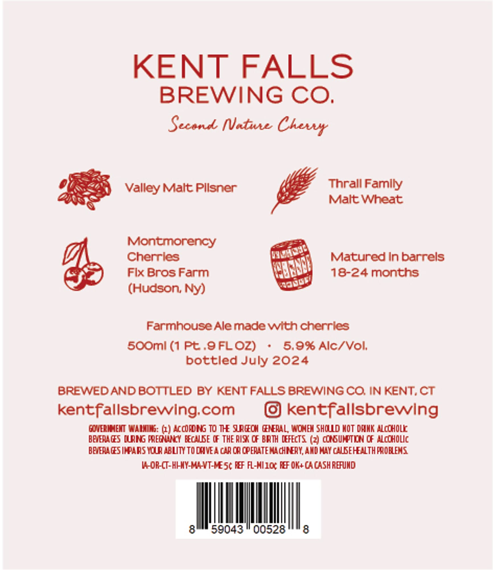 Second Nature Cherry by Kent Falls Brewing Co. - beer label