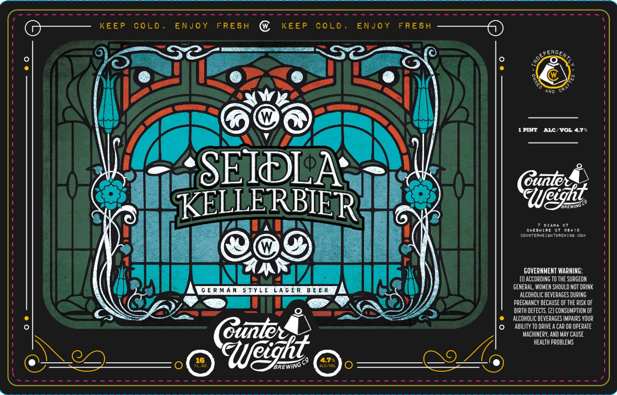 Seidla Kellerbier by Counter Weight Brewing Co. - beer label